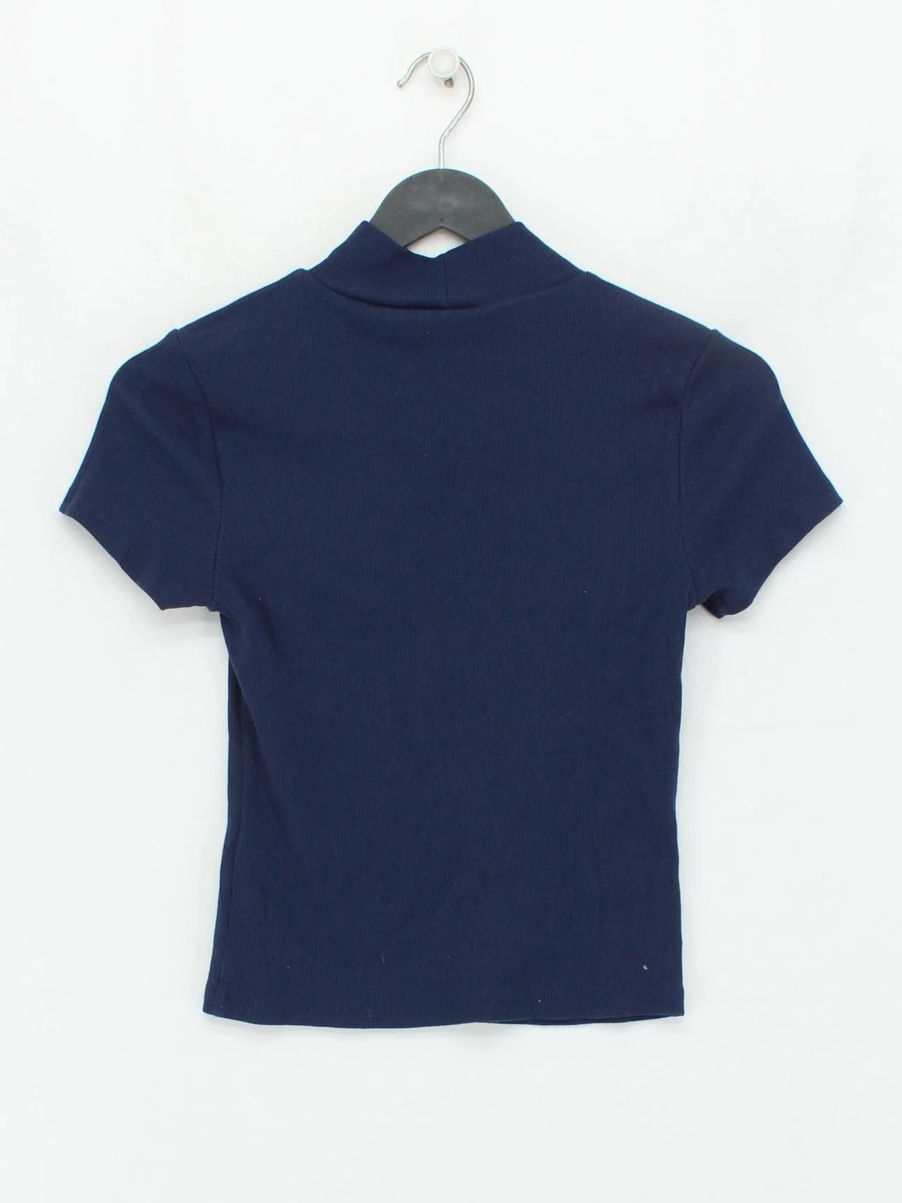 Maeve Women's Top XS Blue Cotton with Elastane Short Sleeve Mock Neck Basic - Image 2