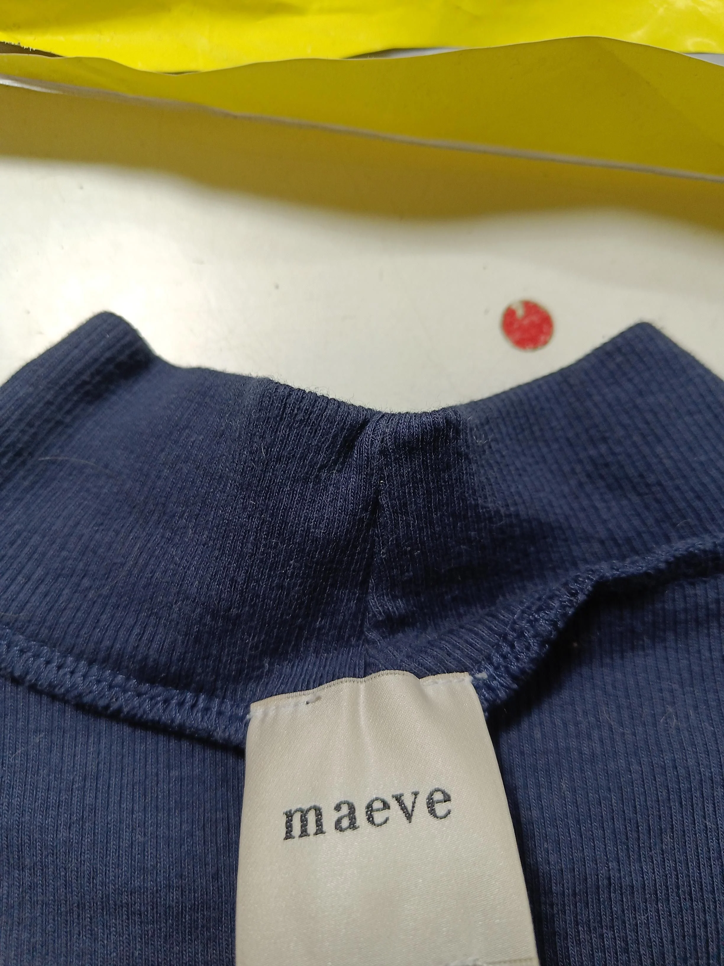 Maeve Women's Top XS Blue Cotton with Elastane Short Sleeve Mock Neck Basic - Image 5