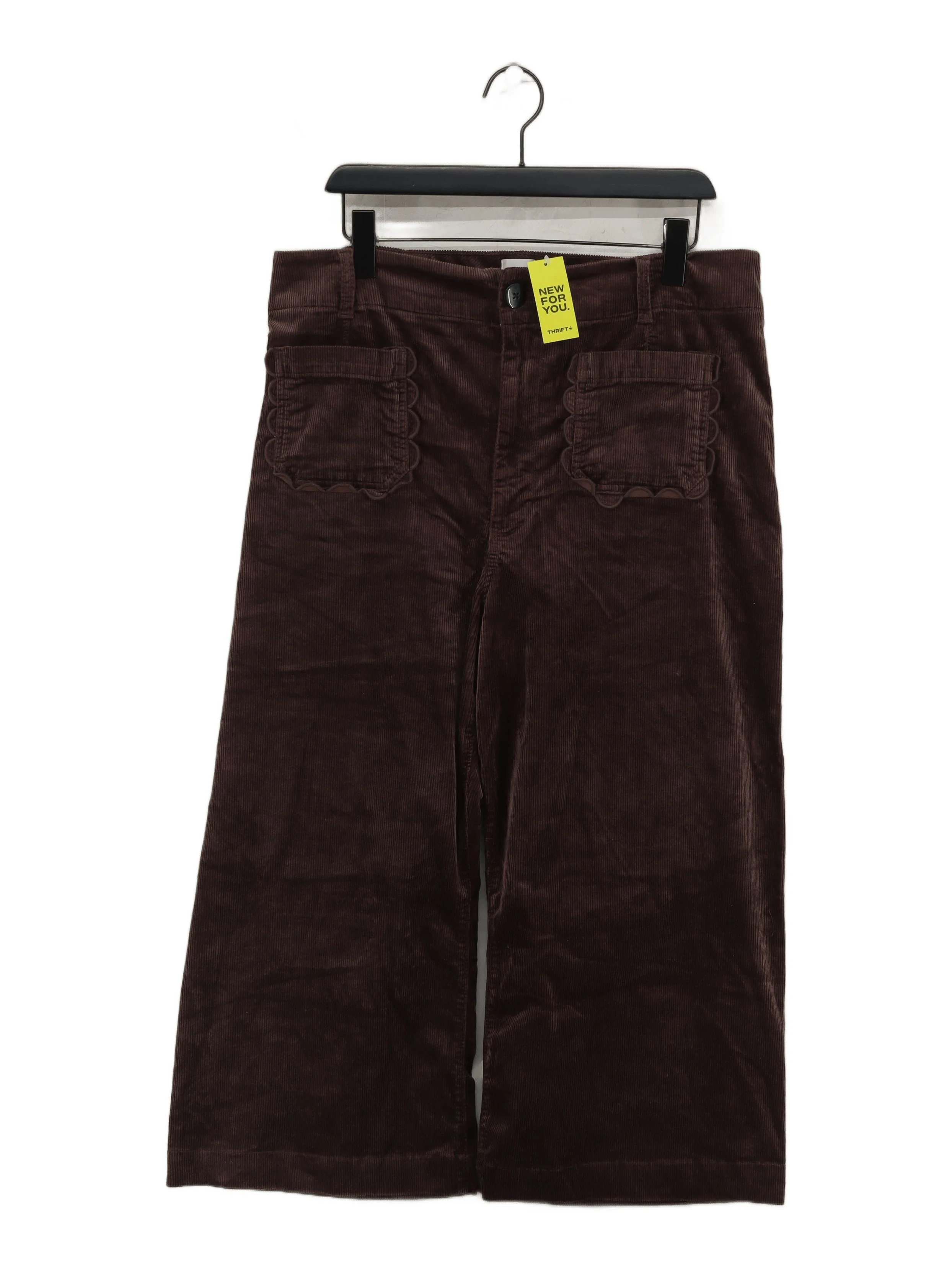 Maeve Women's Trousers W 34 in Brown Cotton with Lyocell Modal, Elastane Cropped