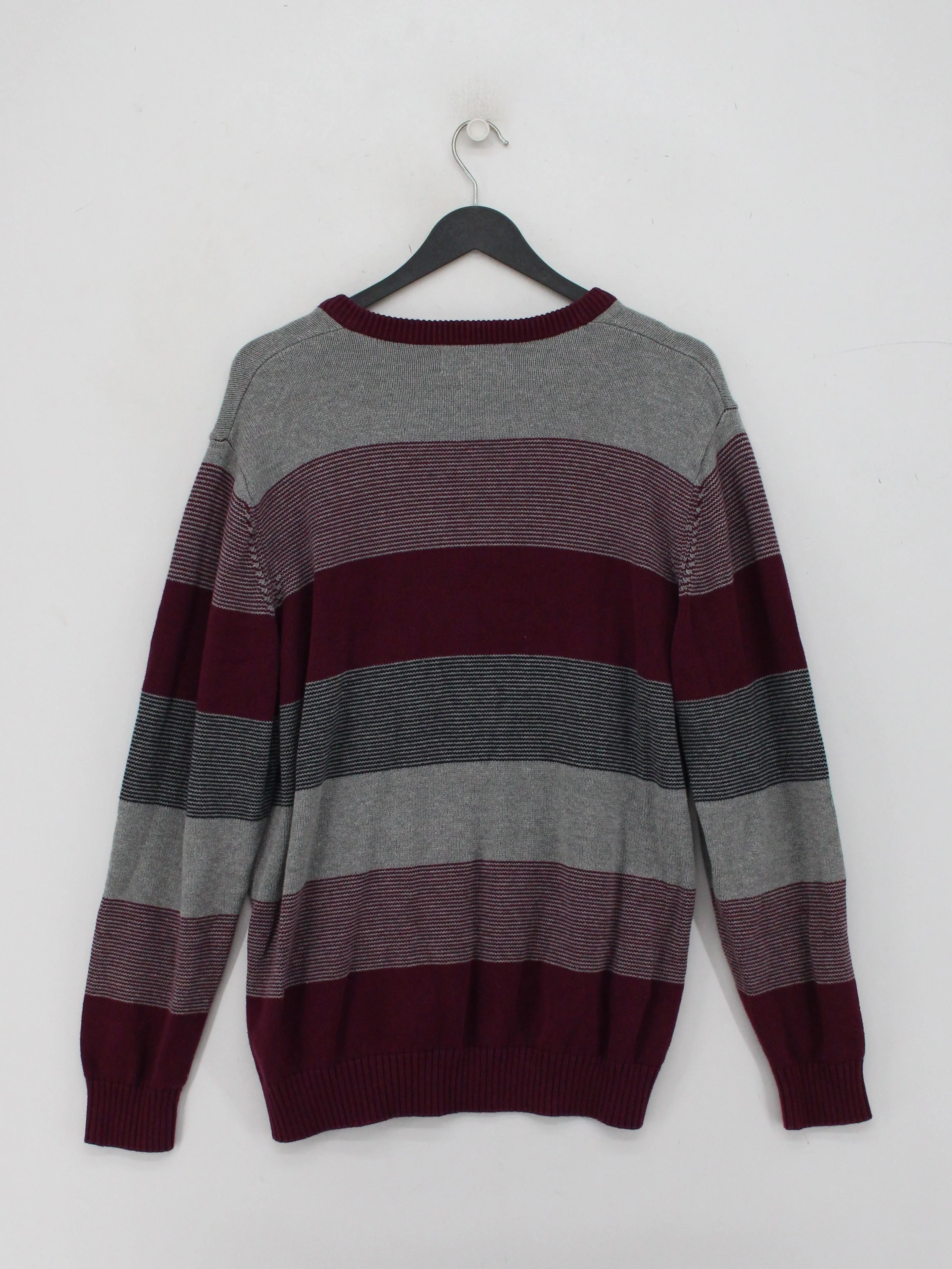 Maine Men's Jumper M Multi Striped 100% Cotton V-Neck Pullover - Image 2