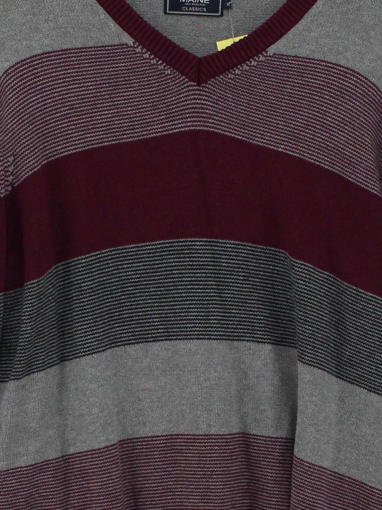 Maine Men's Jumper M Multi Striped 100% Cotton V-Neck Pullover - Image 3