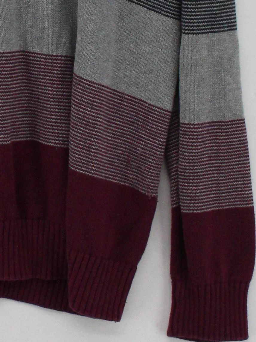 Maine Men's Jumper M Multi Striped 100% Cotton V-Neck Pullover - Image 4