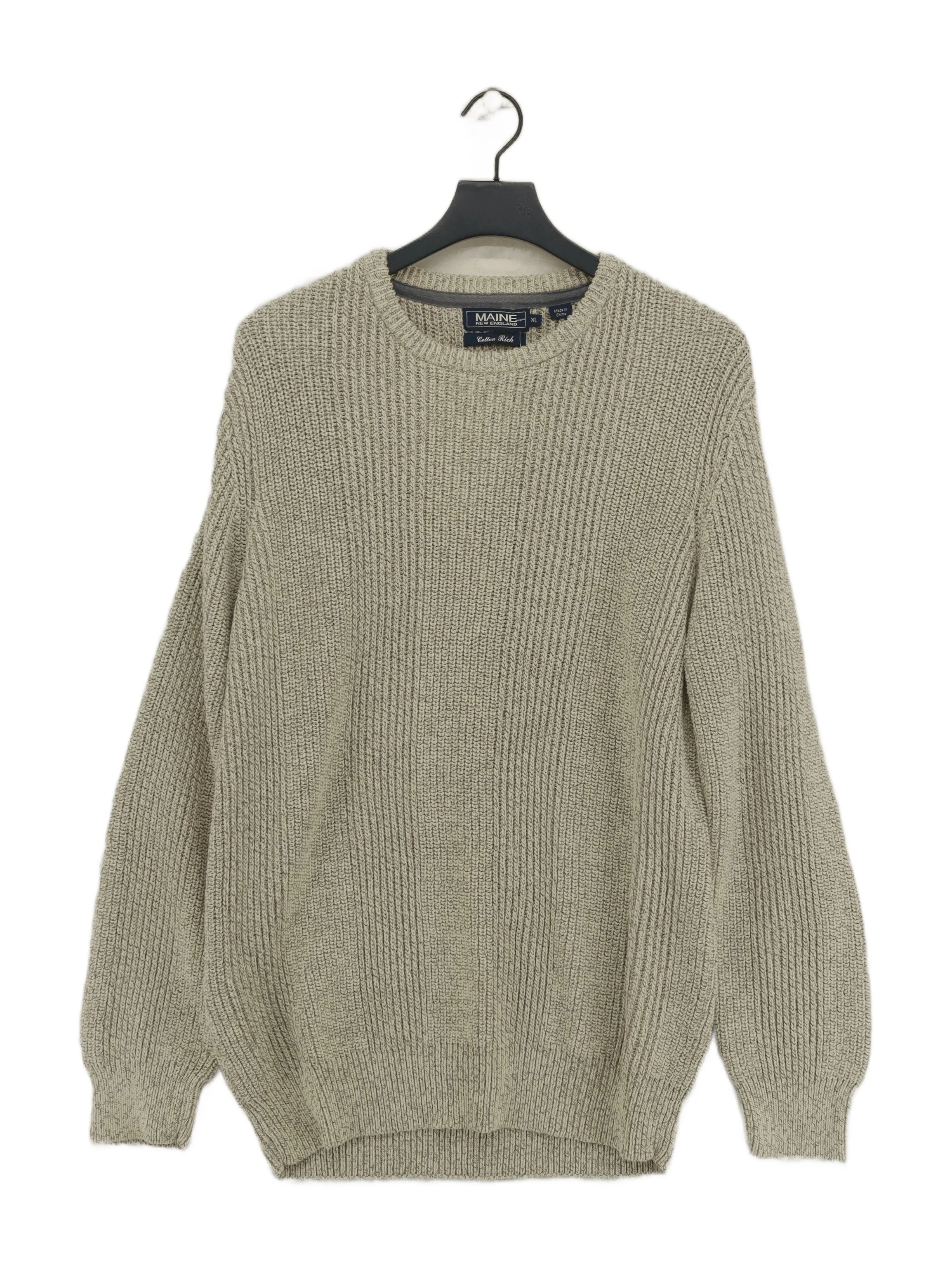 Maine Men's Jumper XL Cream Cotton with Polyester Round Neck Pullover