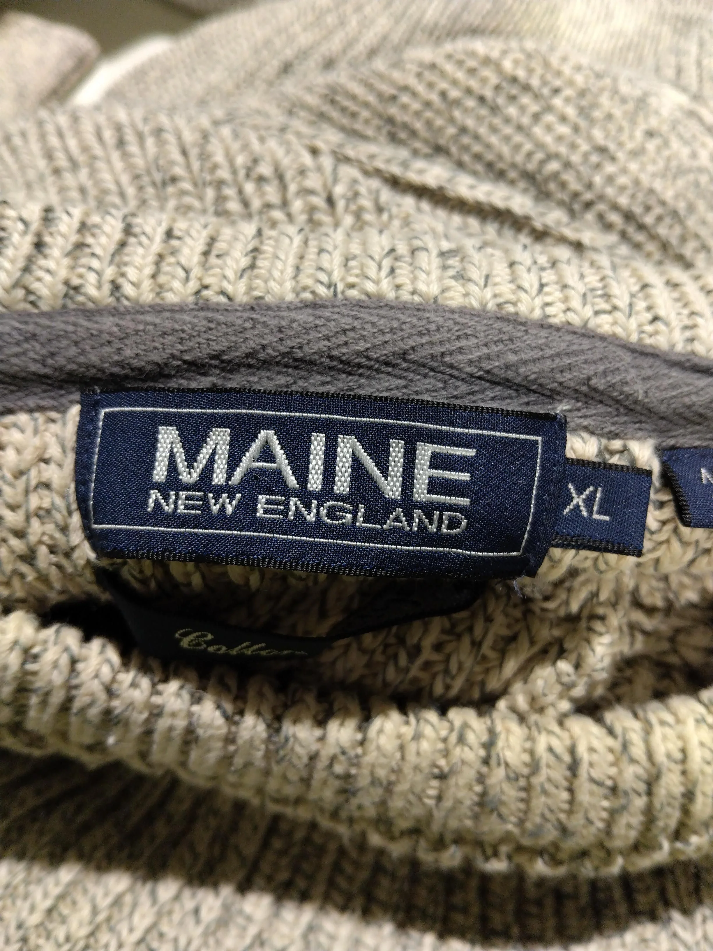 Maine Men's Jumper XL Cream Cotton with Polyester Round Neck Pullover - Image 5