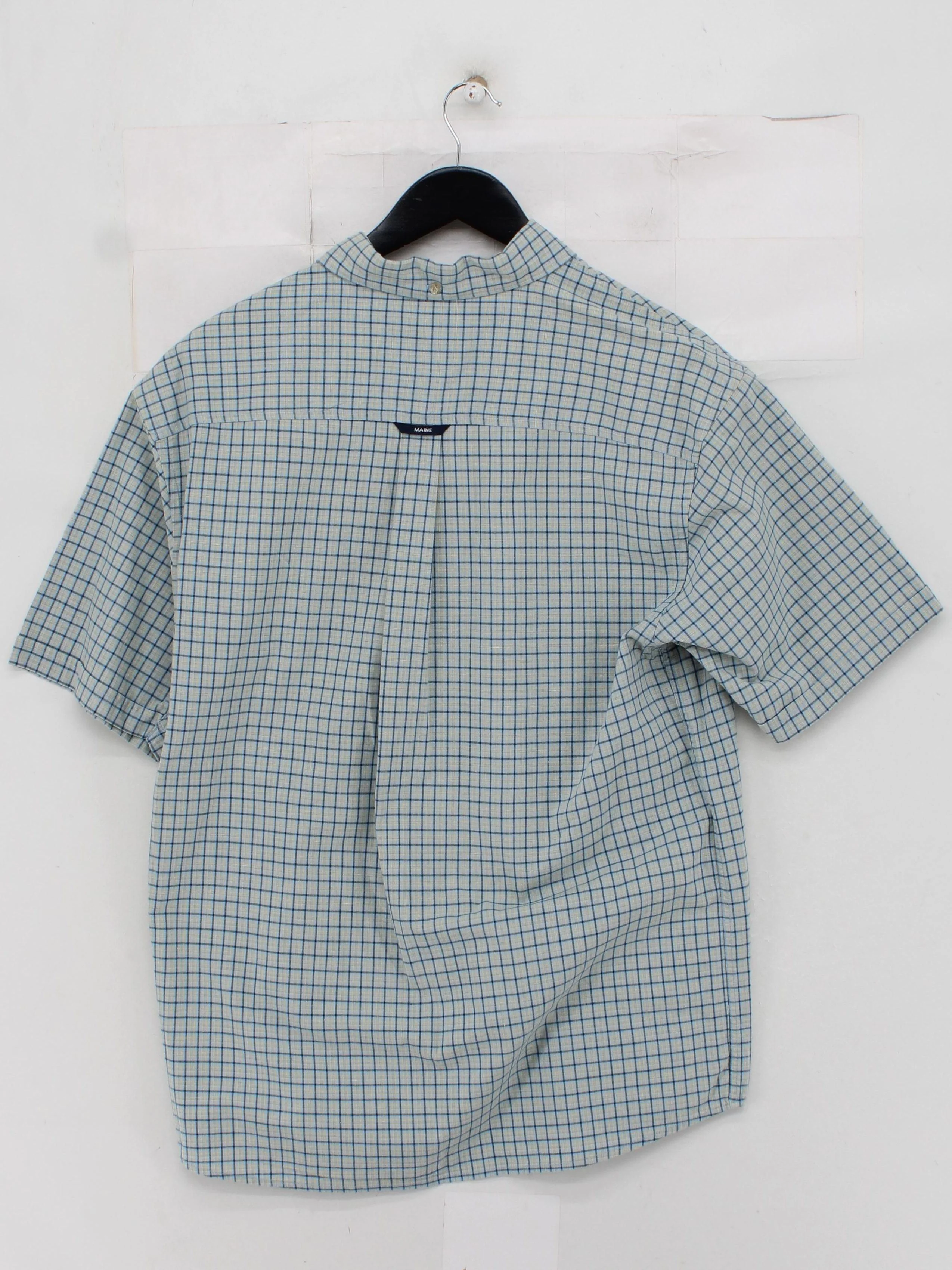Maine Men's Shirt M Blue Checkered 100% Cotton Basic - Image 2