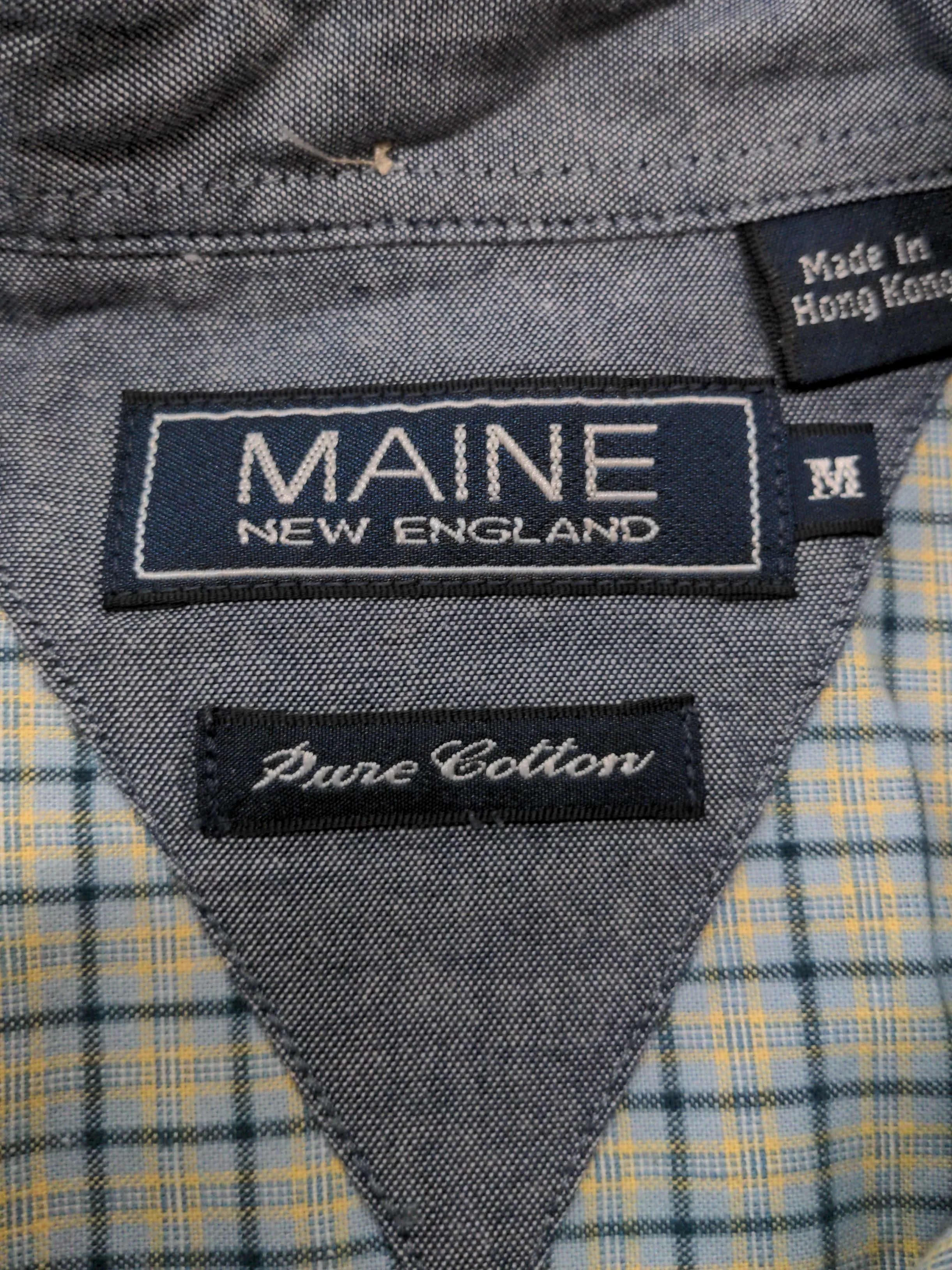 Maine Men's Shirt M Blue Checkered 100% Cotton Basic - Image 5