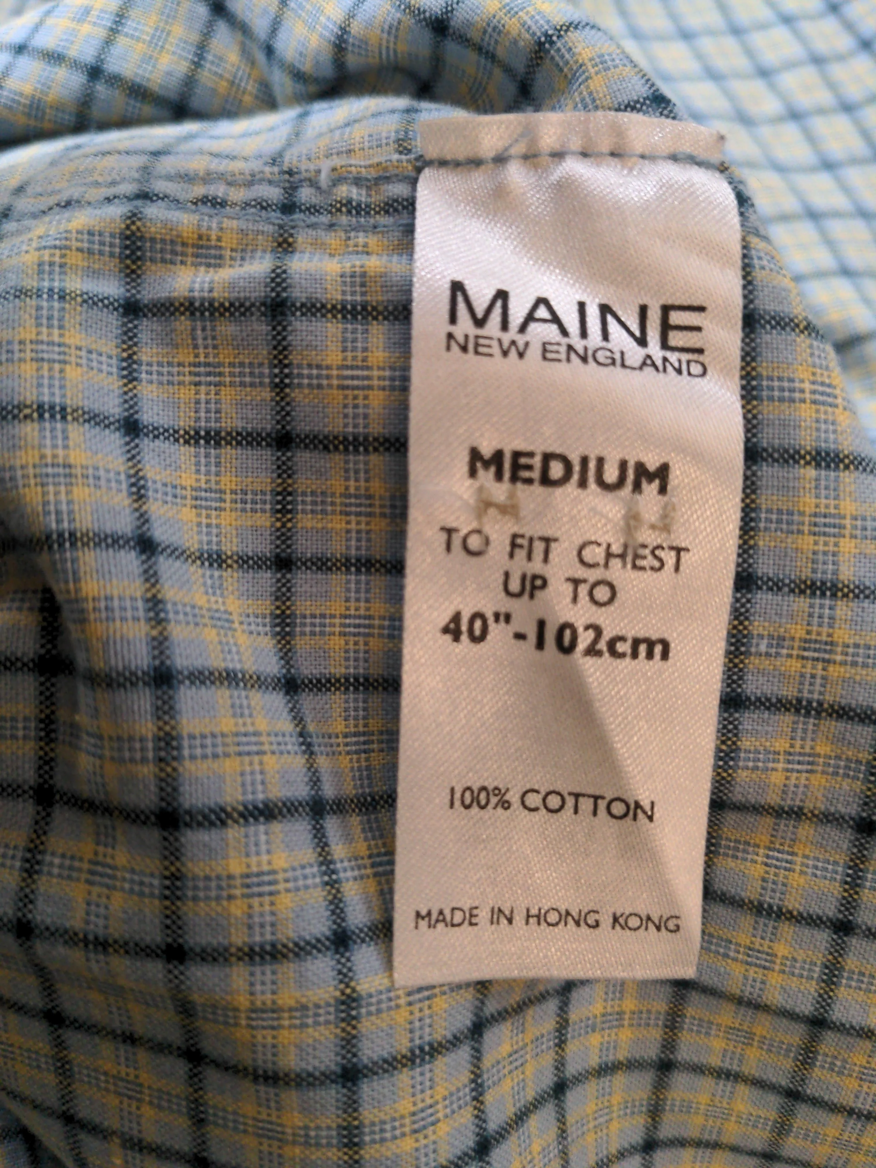 Maine Men's Shirt M Blue Checkered 100% Cotton Basic - Image 6