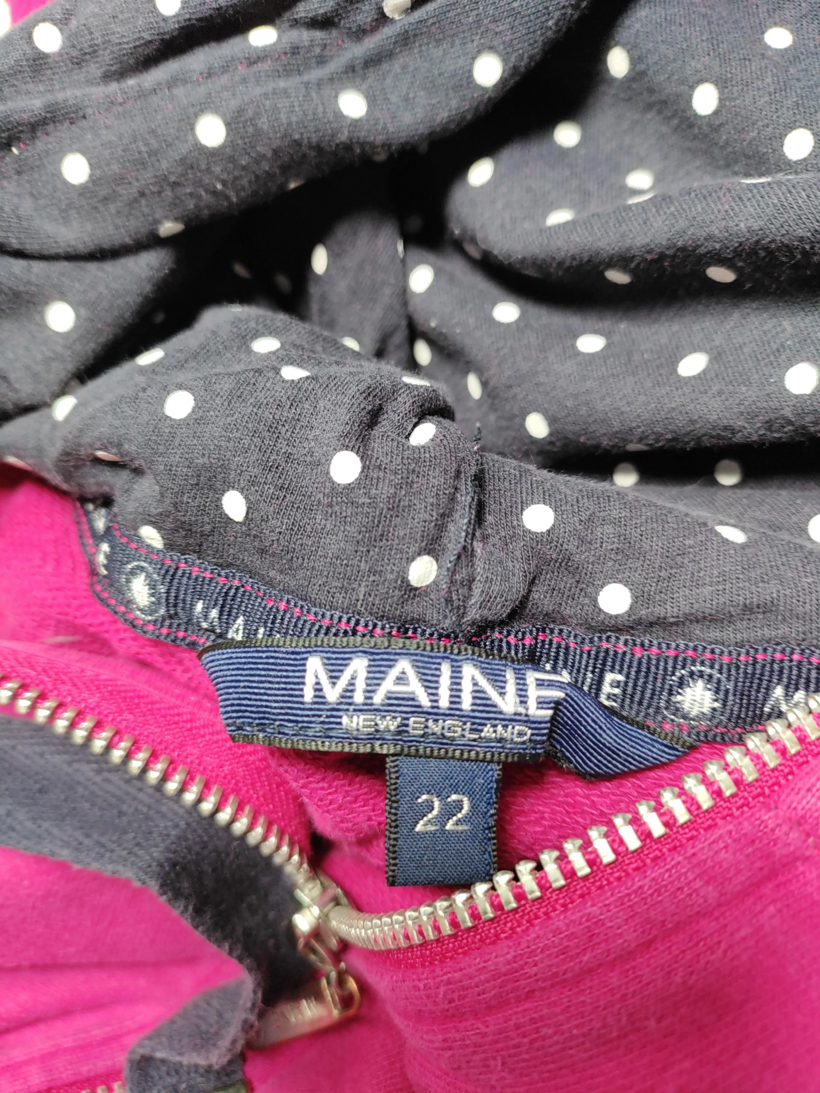 Maine Women's Hoodie UK 22 Pink Polkadot Cotton with Polyester Pullover - Image 7