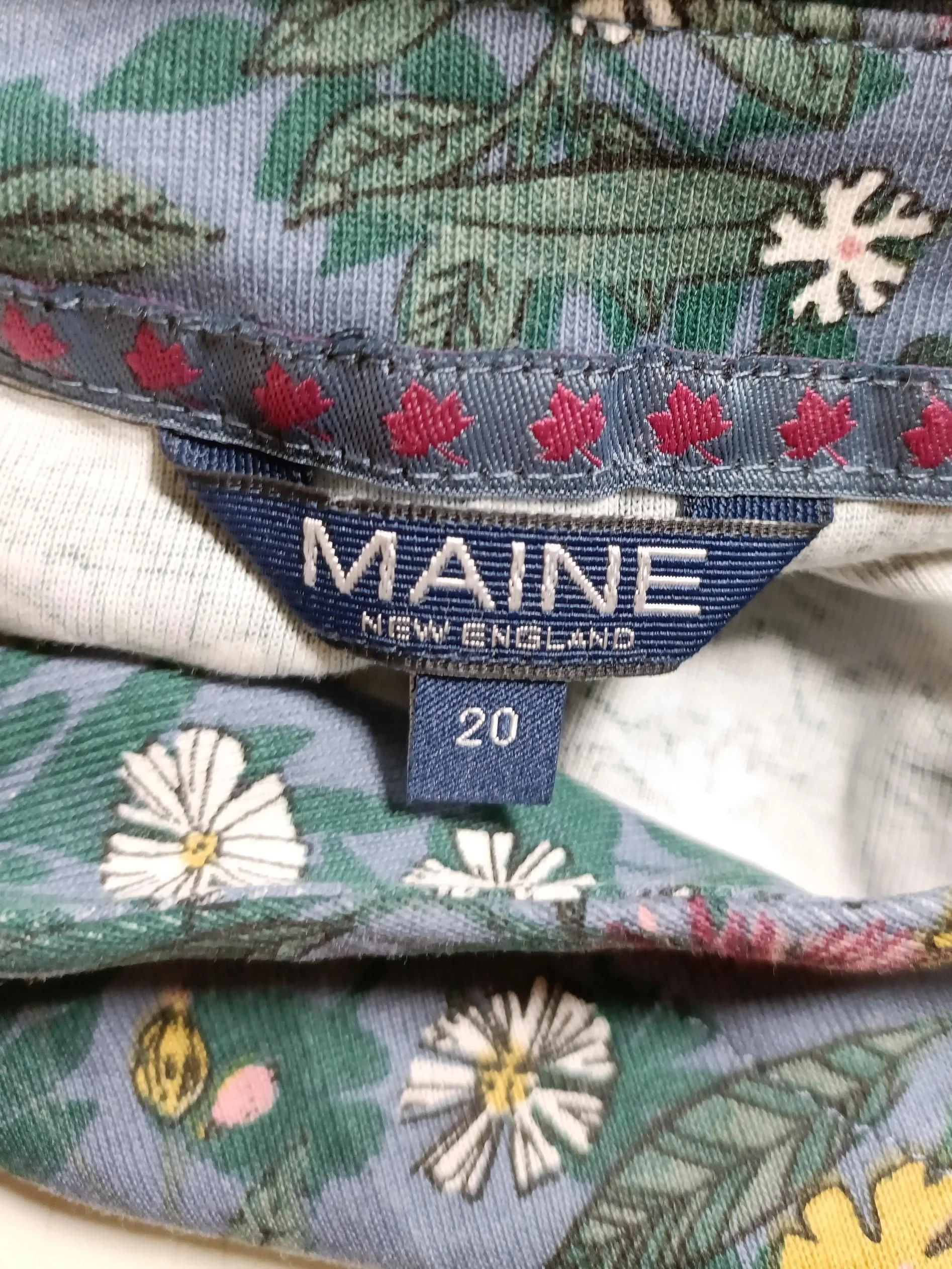 Maine Women's Top UK 20 Blue Floral 100% Cotton 3/4 Sleeve Round Neck Basic - Image 5