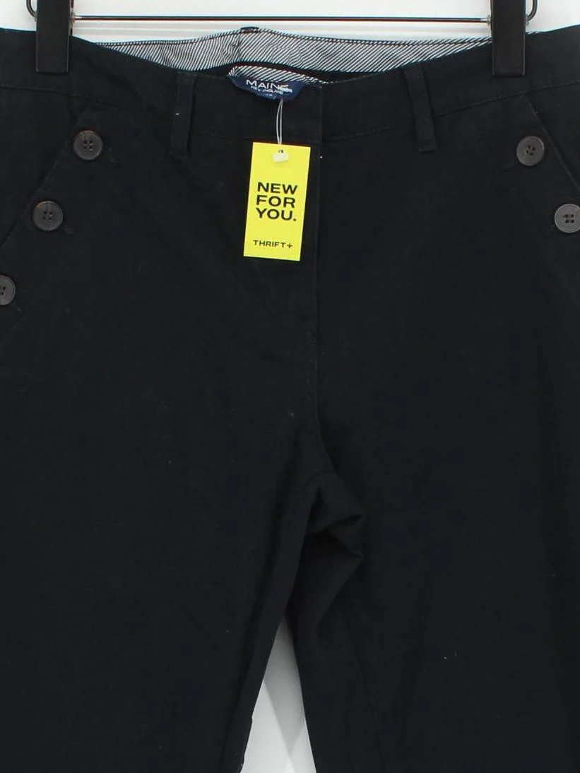 Maine Women's Trousers UK 12 Black Cotton with Elastane Straight Chino - Image 3