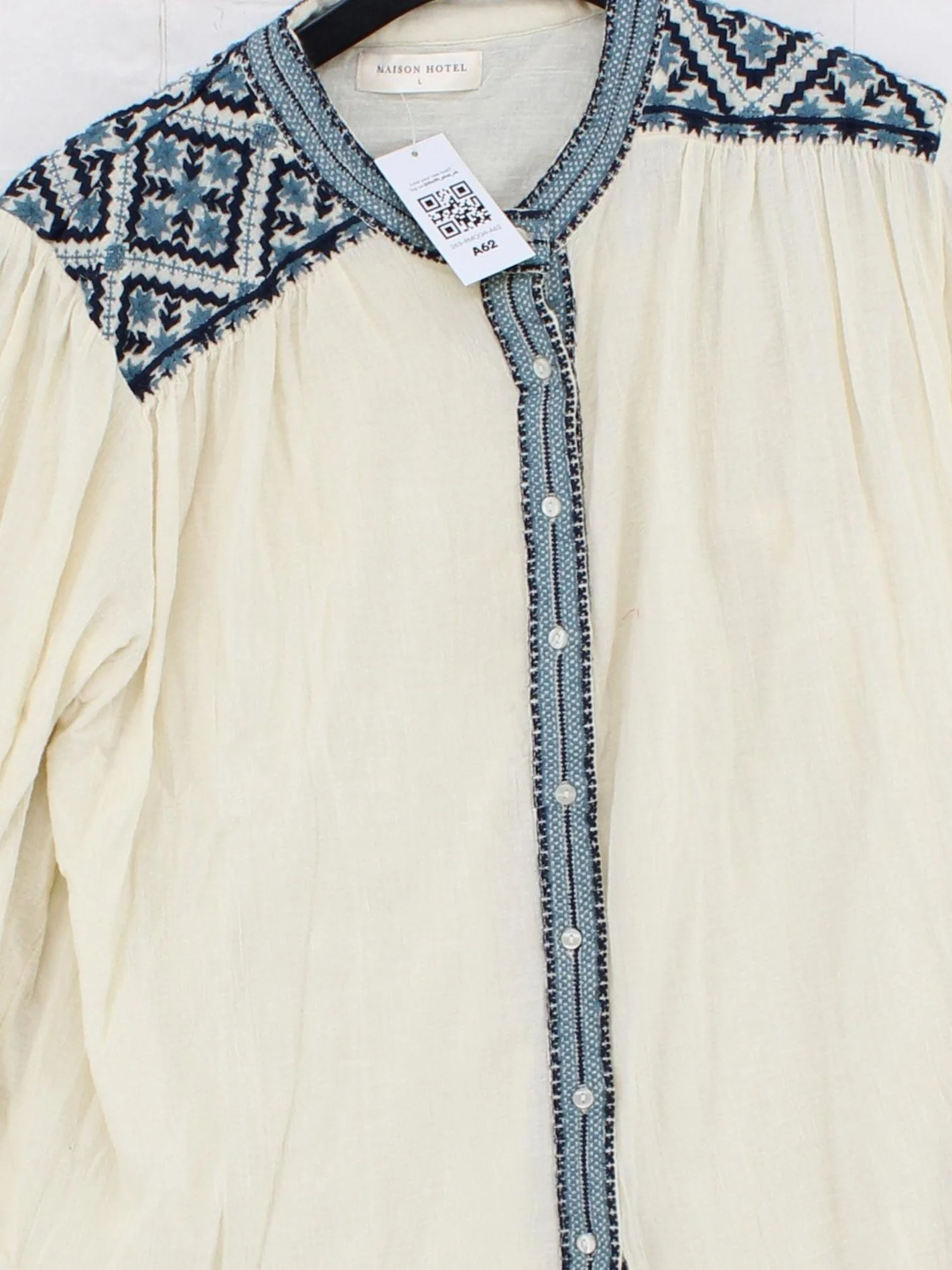 MAISON HOTEL Women's Top L Cream 100% Cotton Basic - Image 3
