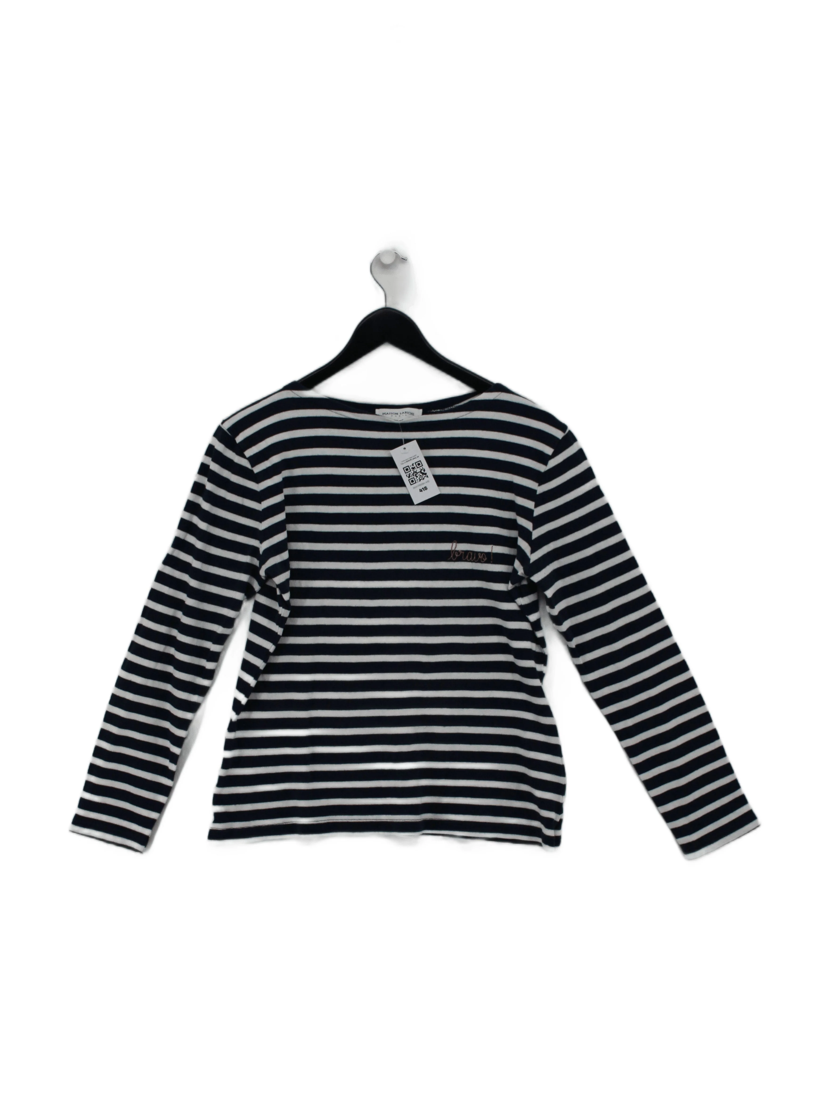 Maison Labiche Women's T-Shirt L Blue 100% Cotton Basic