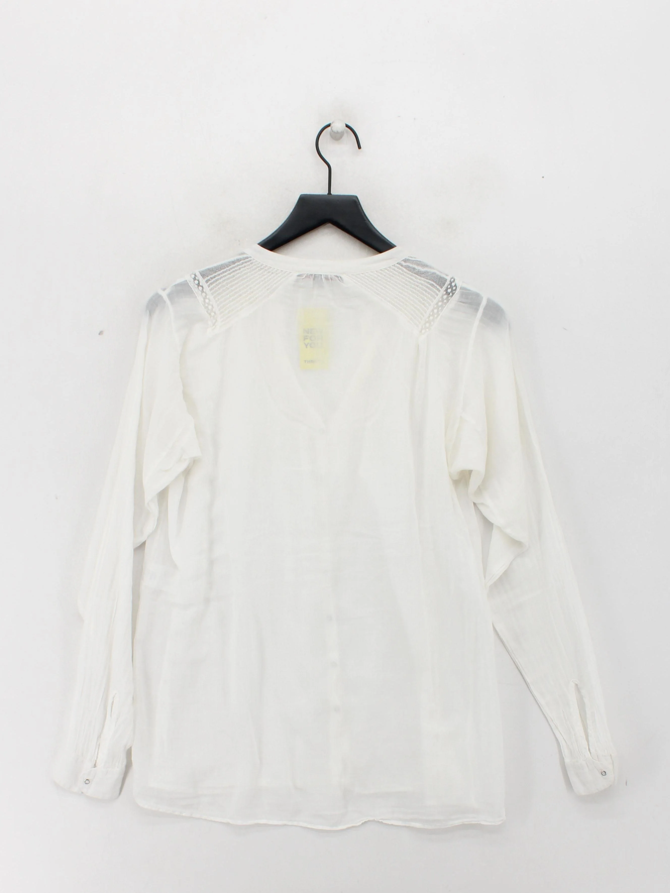 Maje Women's Blouse M White 100% Other Long Sleeve V-Neck Basic - Image 2