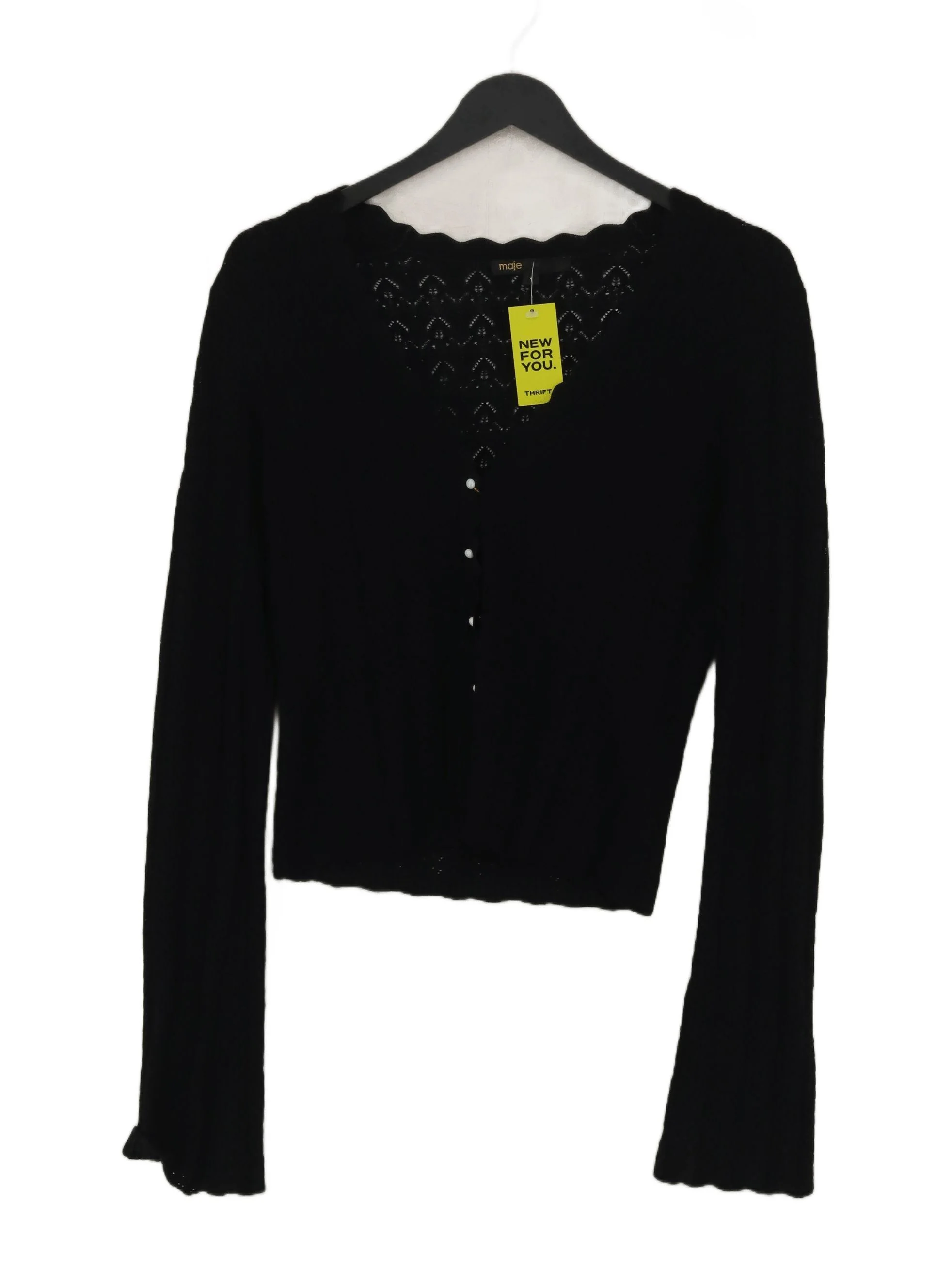 Maje Women's Cardigan UK 8 Black Nylon with Viscose, Polyester V-Neck Cardigan