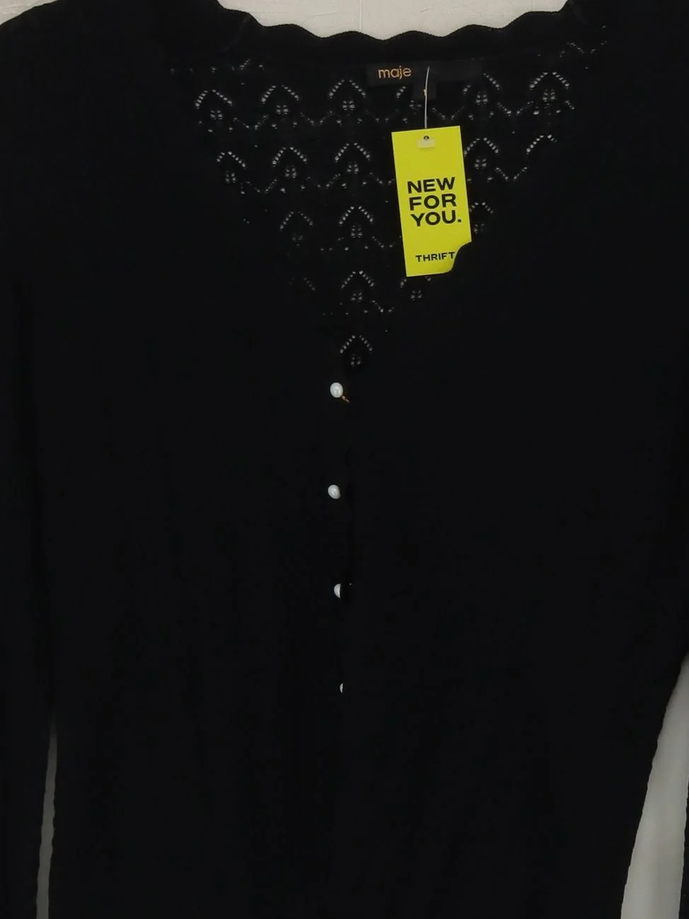 Maje Women's Cardigan UK 8 Black Nylon with Viscose, Polyester V-Neck Cardigan - Image 3