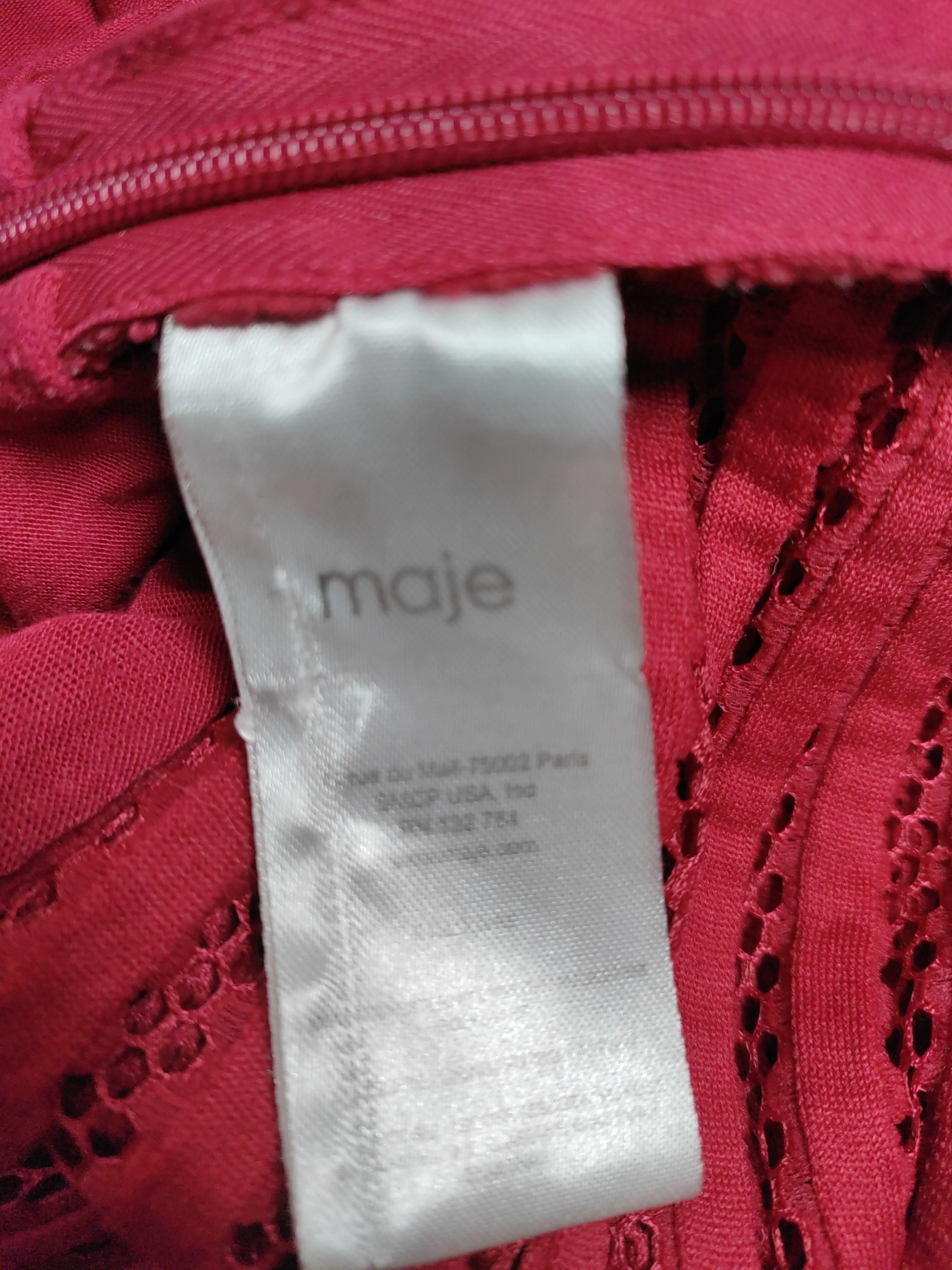 Maje Women's Top M Red 100% Other Sleeveless Round Neck Basic - Image 6