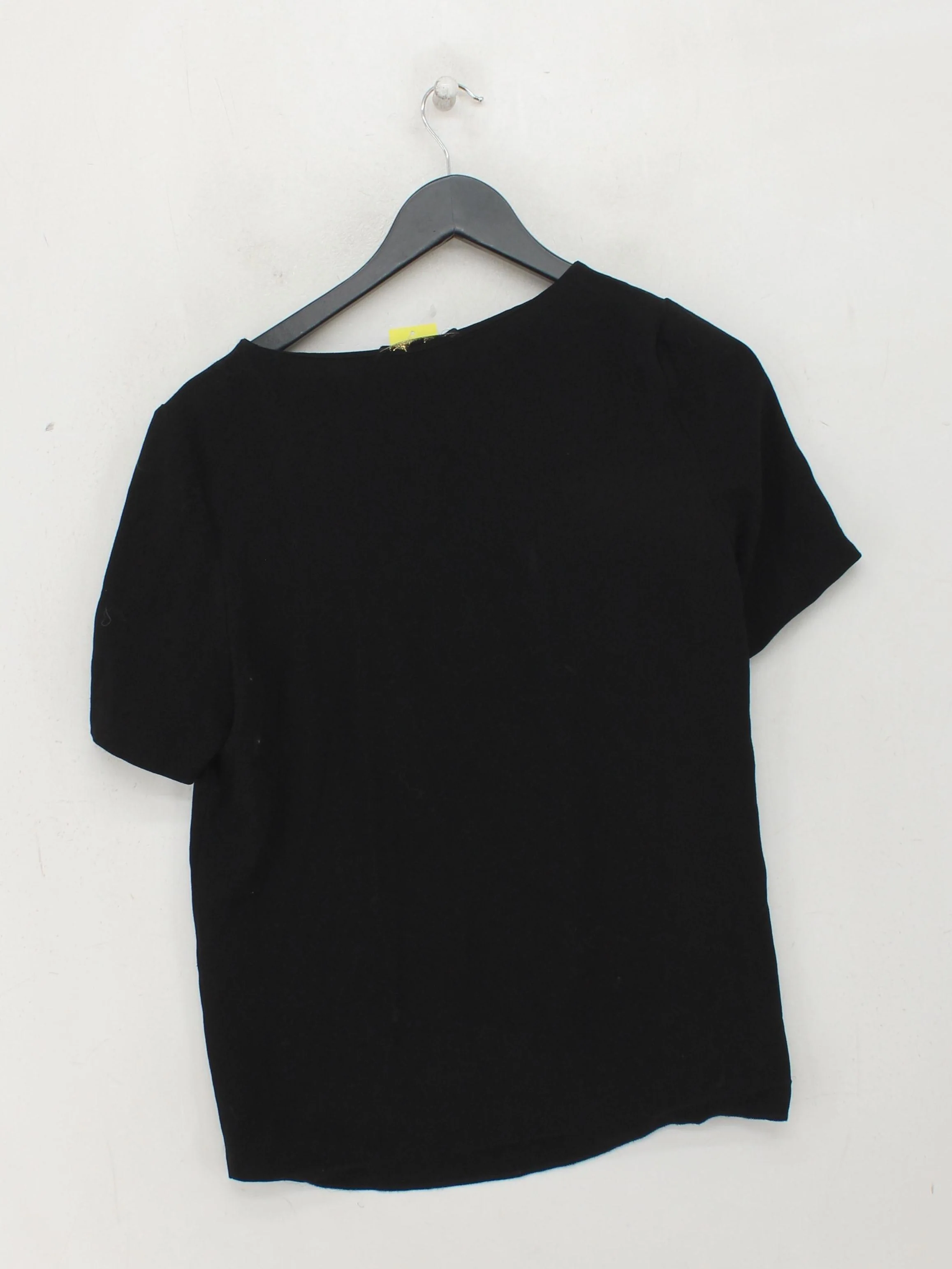 Maje Women's Top UK 12 Black Acetate with Polyester Short Sleeve V-Neck Basic - Image 2