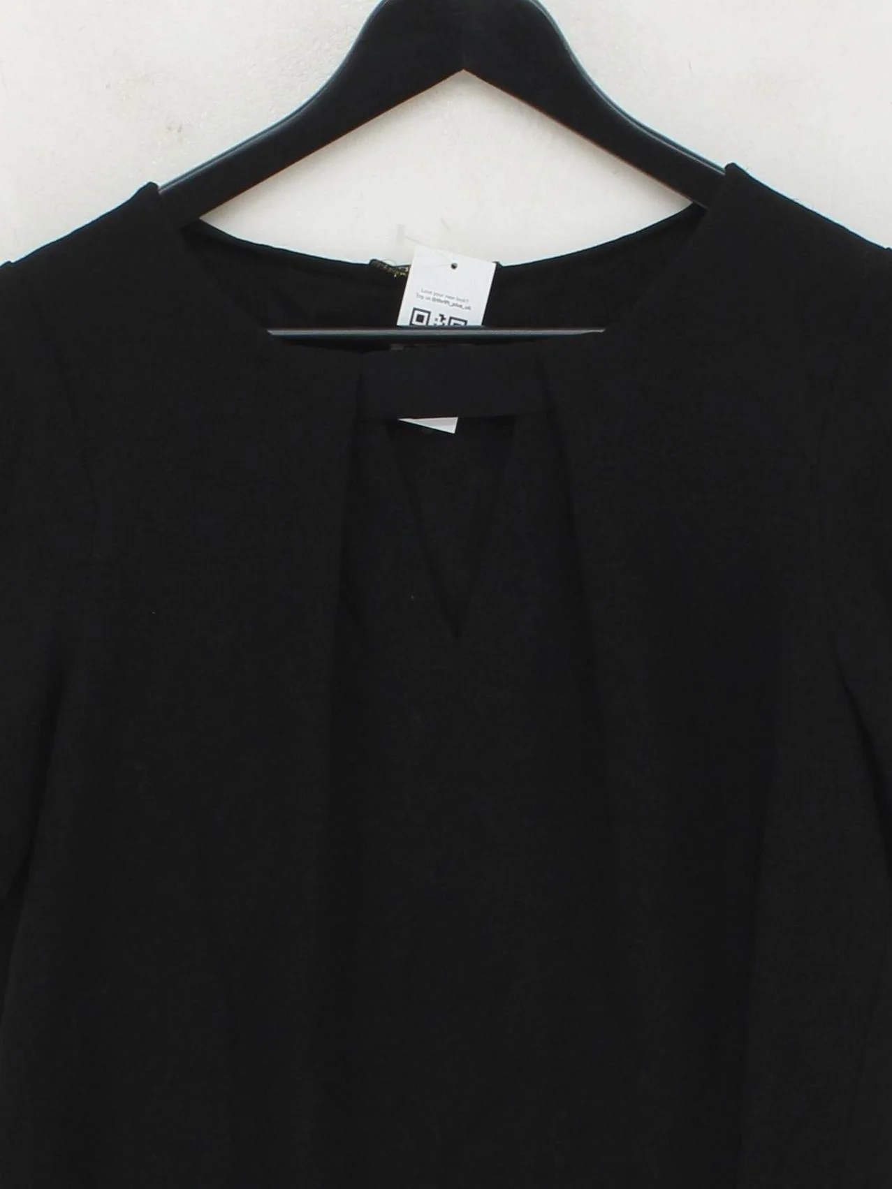 Maje Women's Top UK 12 Black Acetate with Polyester Short Sleeve V-Neck Basic - Image 3