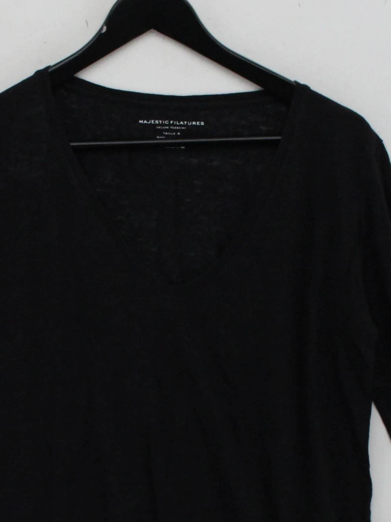 Majestic Filatures Women's Top UK 12 Black Linen with Elastane Basic - Image 3