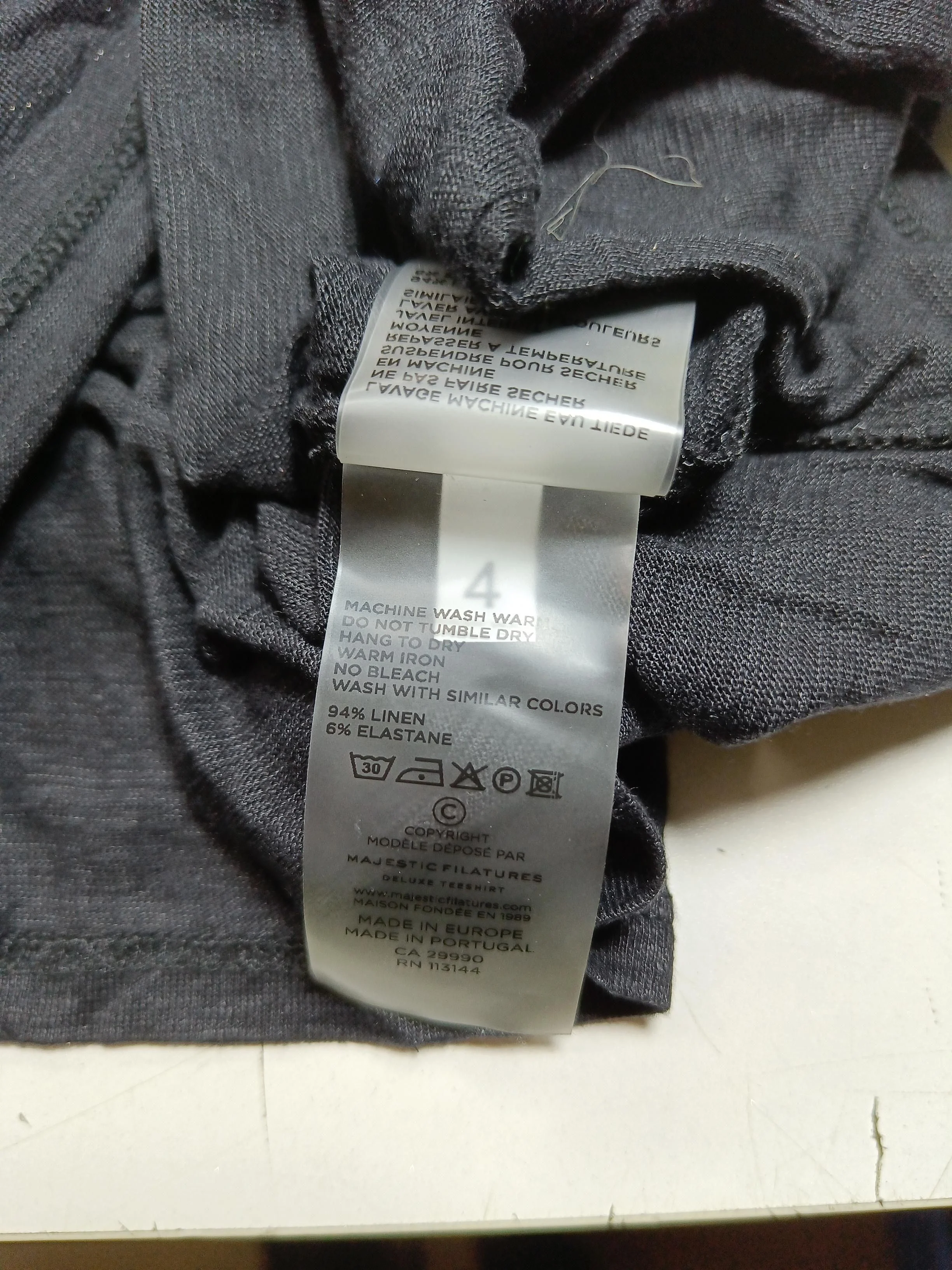 Majestic Filatures Women's Top UK 12 Black Linen with Elastane Basic - Image 6