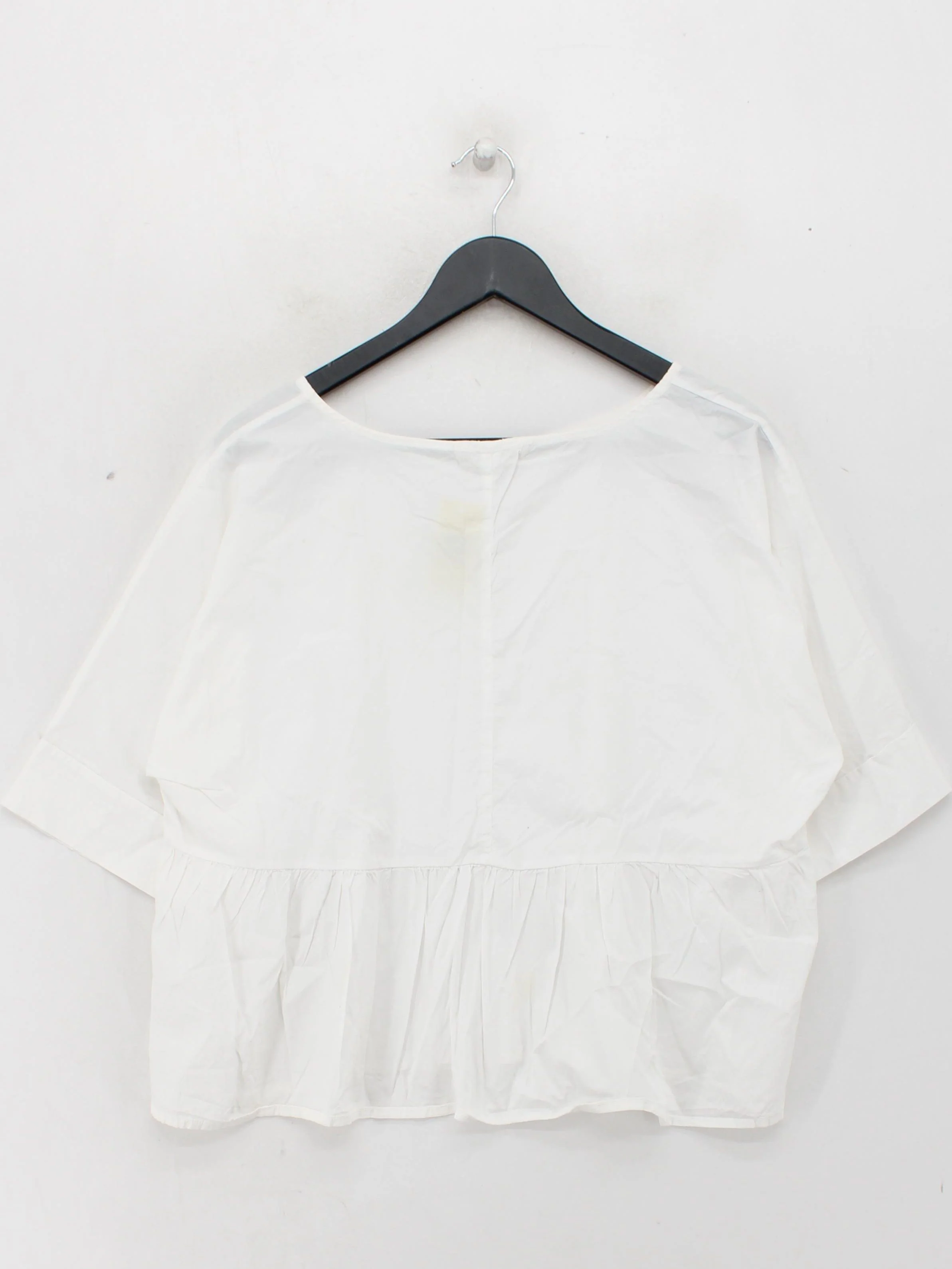 Mama B. Women's Top S White Cotton with Elastane Short Sleeve Round Neck Basic - Image 2