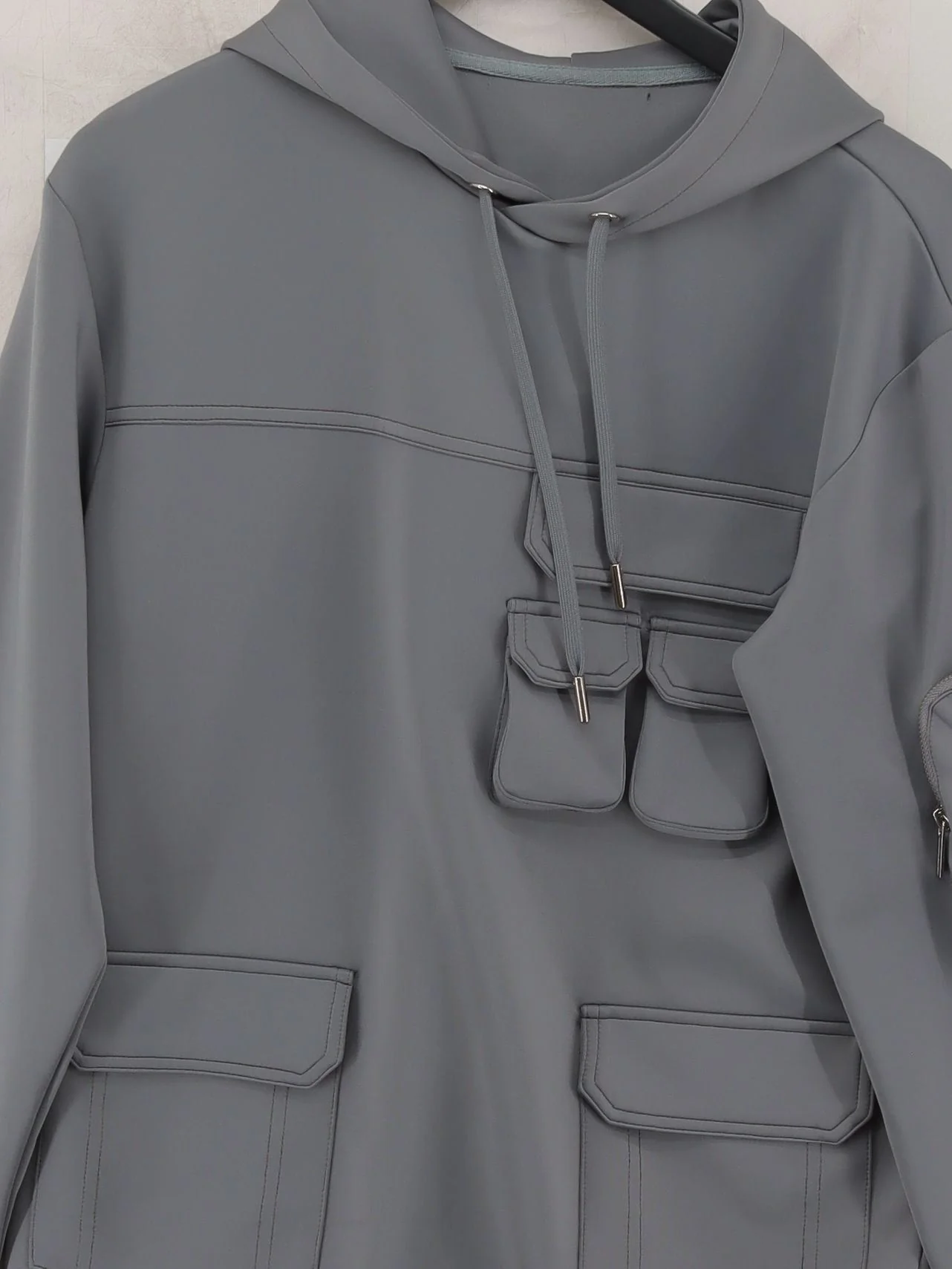 Maniere De Voir Men's Hoodie M Grey Polyester with Elastane Pullover - Image 3