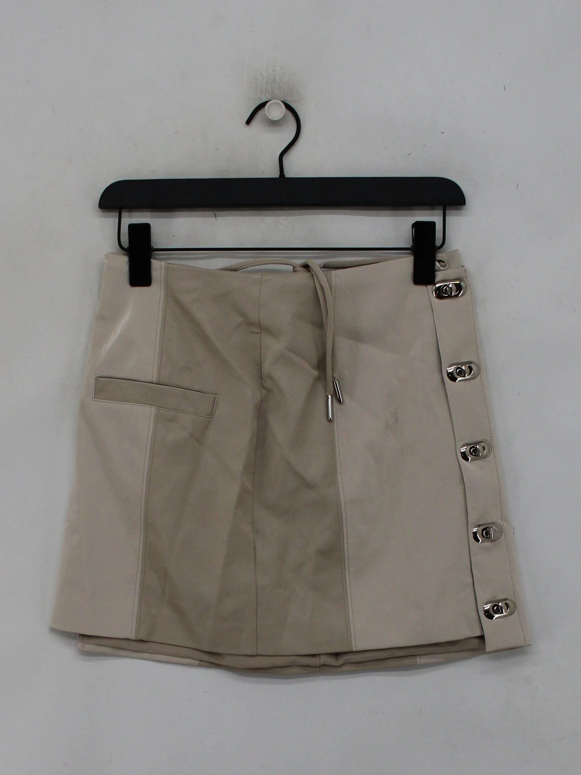 Maniere De Voir Women's Mini Skirt UK 10 Cream Faux Leather - Image 2