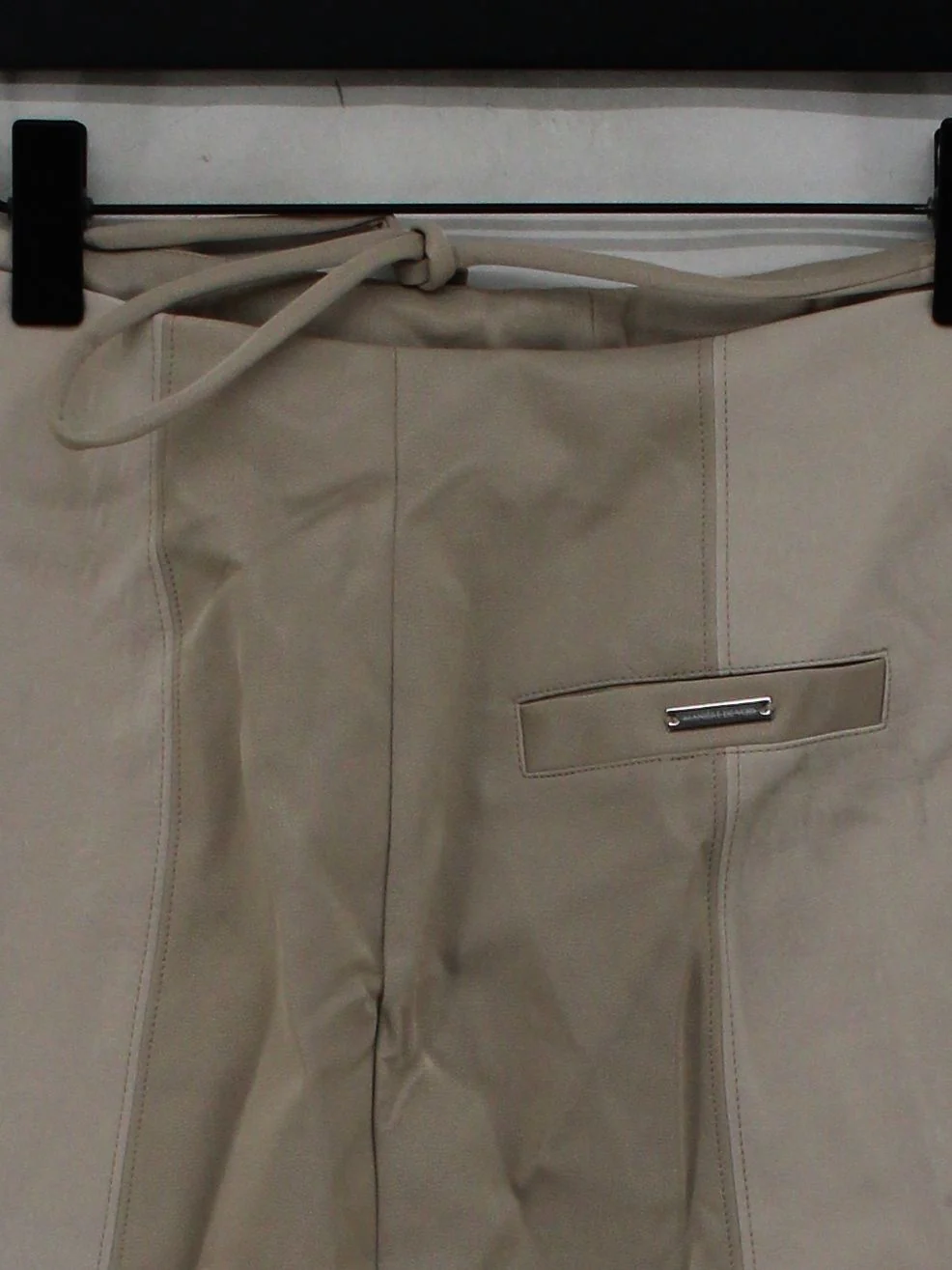 Maniere De Voir Women's Mini Skirt UK 10 Cream Faux Leather - Image 3