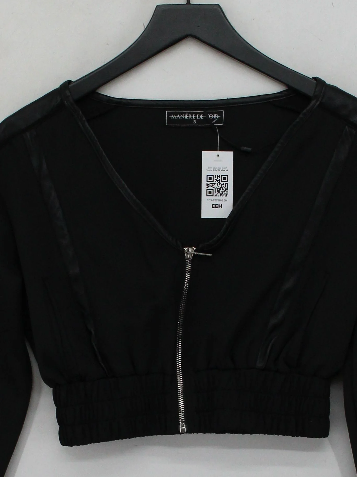Maniere De Voir Women's Top UK 8 Black Polyester with Elastane Cropped - Image 3