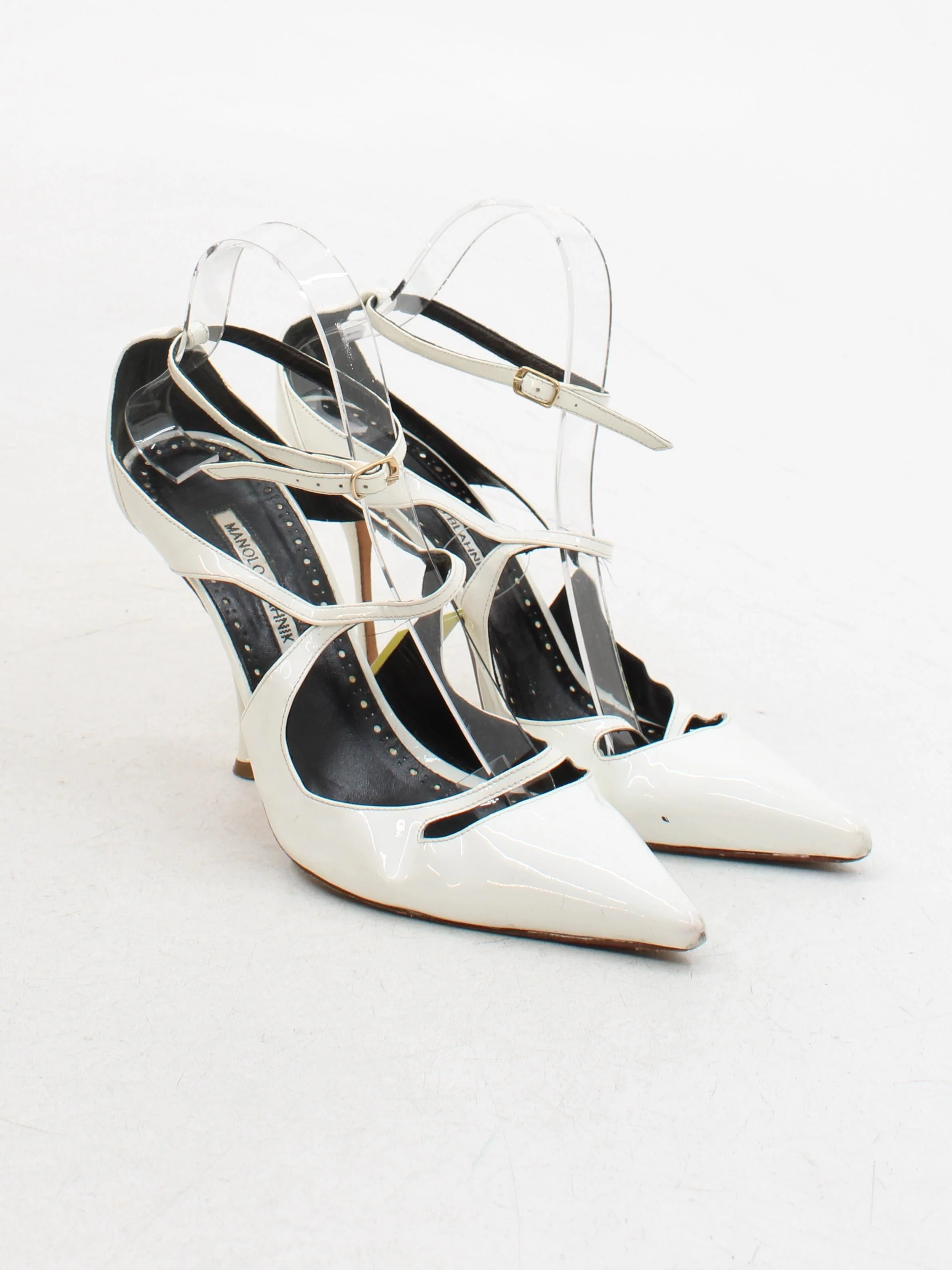 Manolo Blahnik Women's Heels UK 6.5 White 100% Leather Court - Image 4