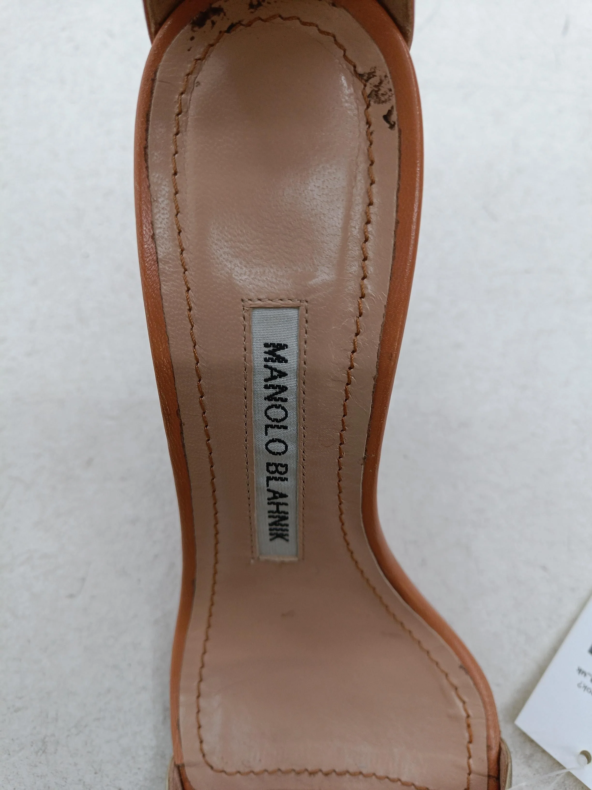 Manolo Blahnik Women's Sandals UK 3 Tan Leather with Other Strappy - Image 6