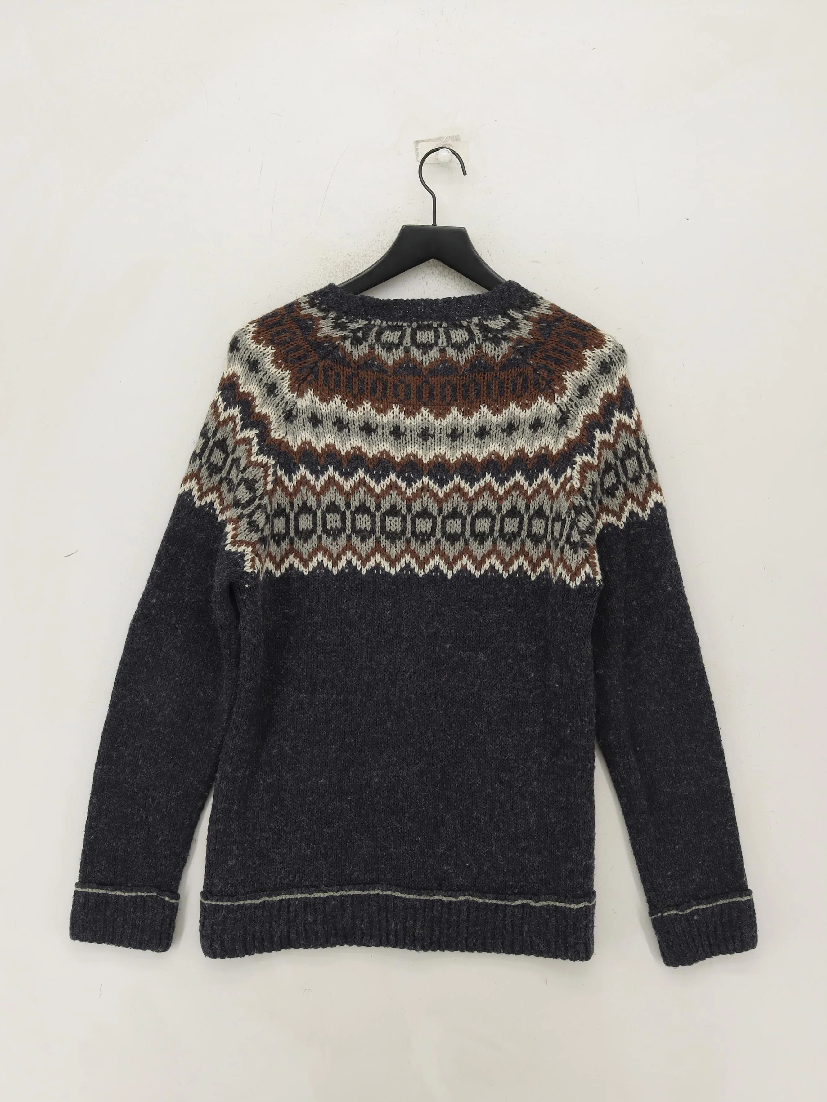 Mantaray Men's Jumper M Grey Geometric Acrylic with Wool Round Neck Pullover - Image 2