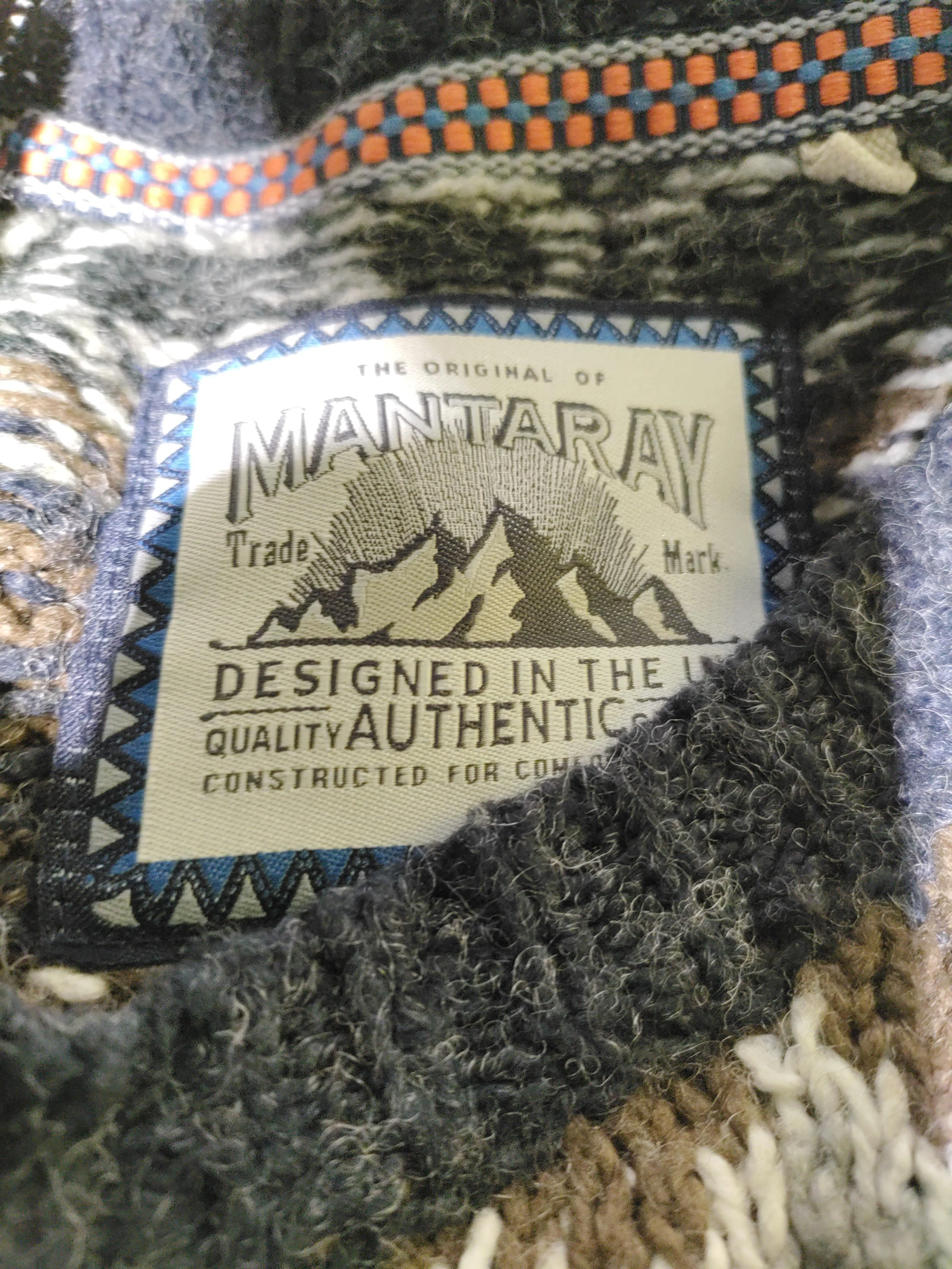 Mantaray Men's Jumper M Grey Geometric Acrylic with Wool Round Neck Pullover - Image 5