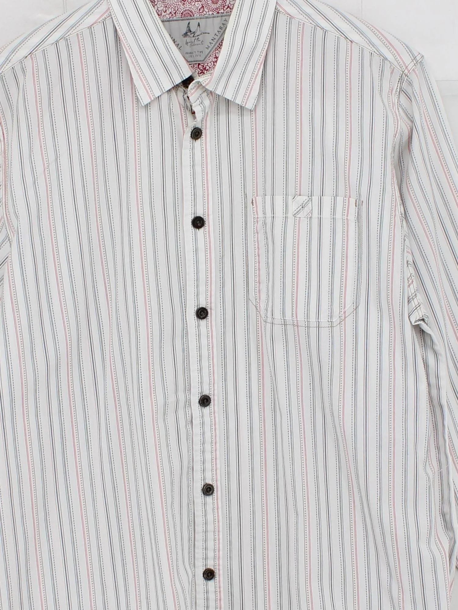 Mantaray Men's Shirt M White Striped 100% Cotton Basic - Image 3