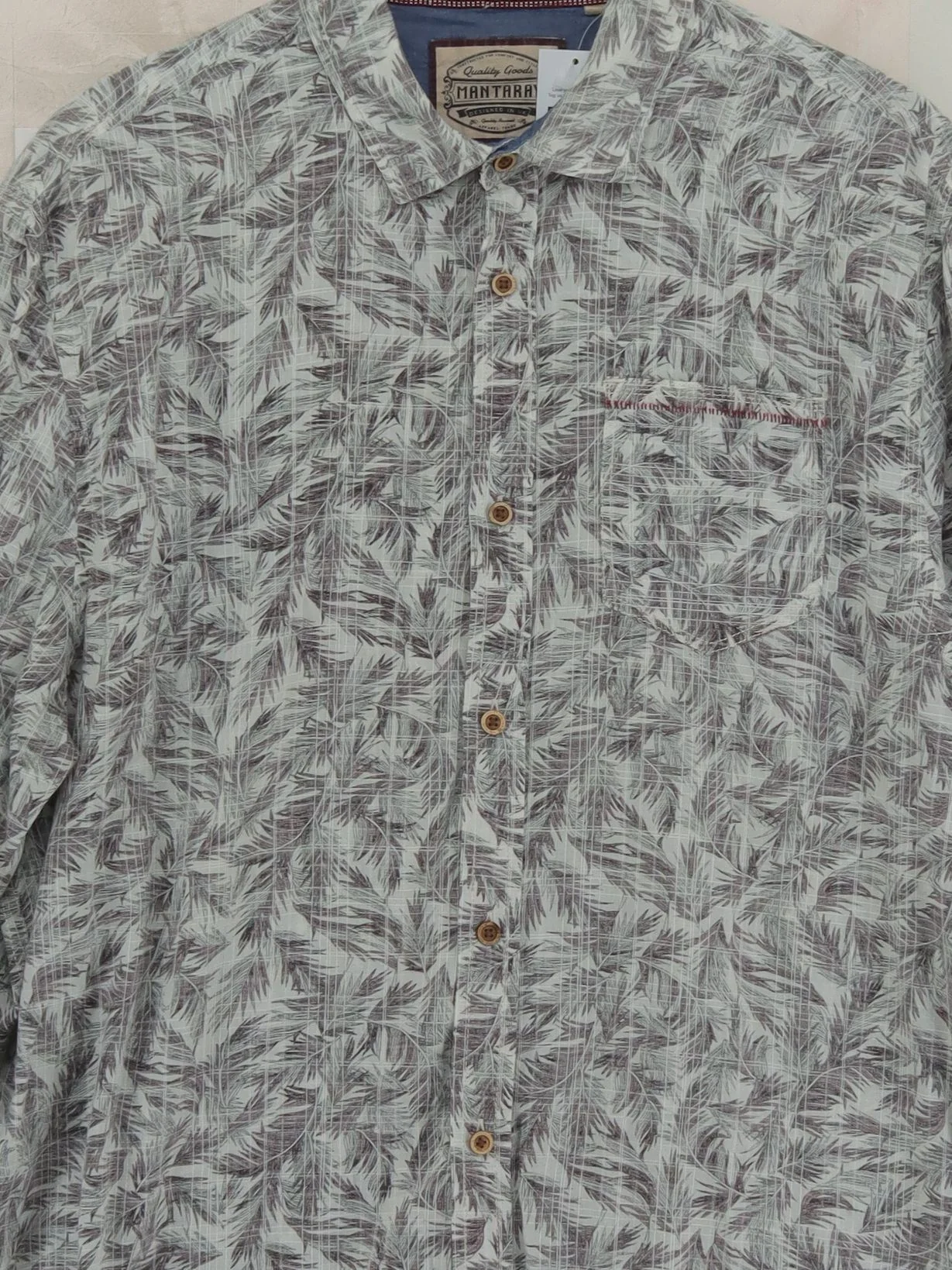 Mantaray Men's Shirt XL White Floral 100% Cotton Basic - Image 3