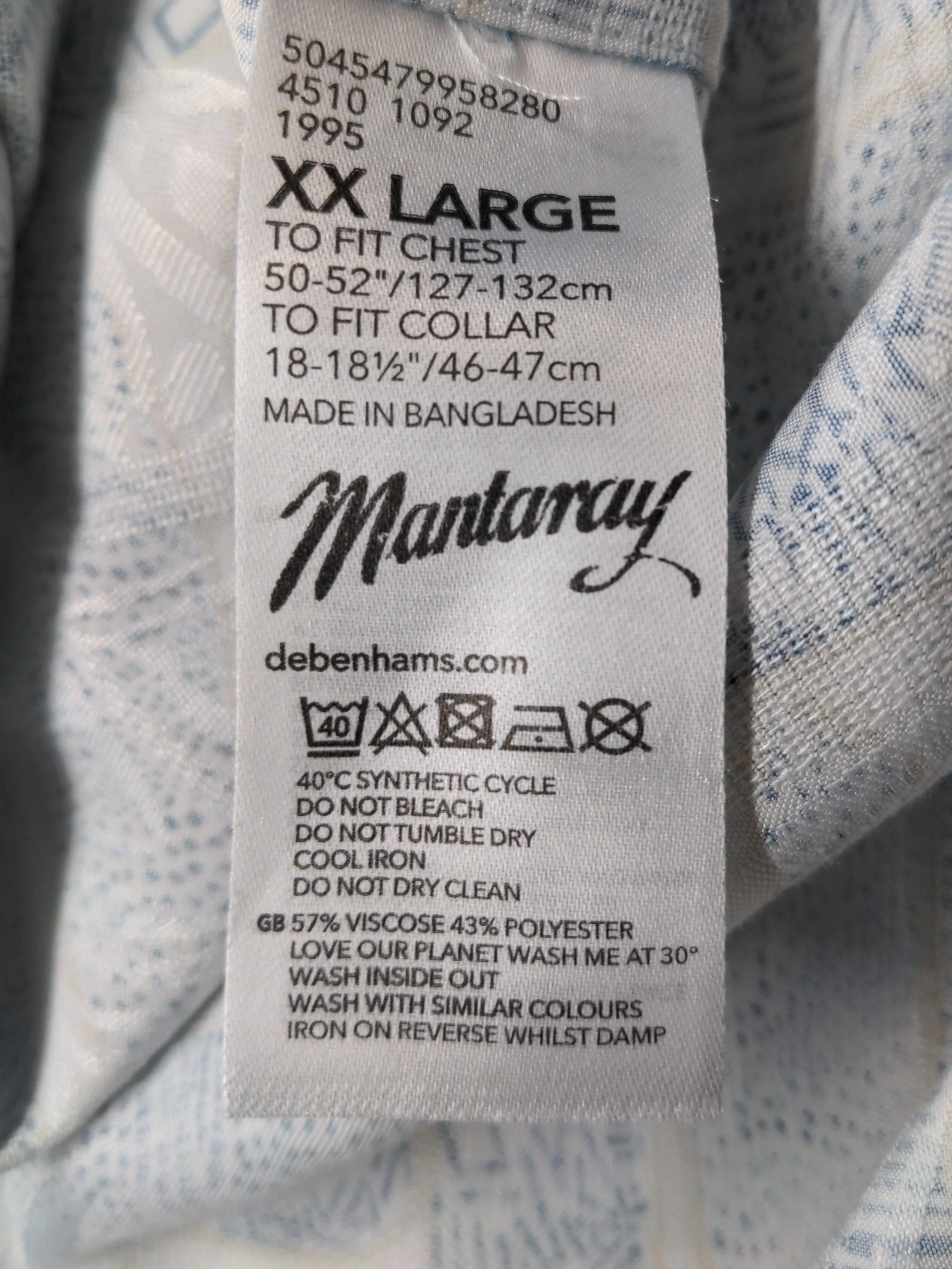 Mantaray Men's Shirt XXL Blue Viscose with Polyester Basic - Image 6