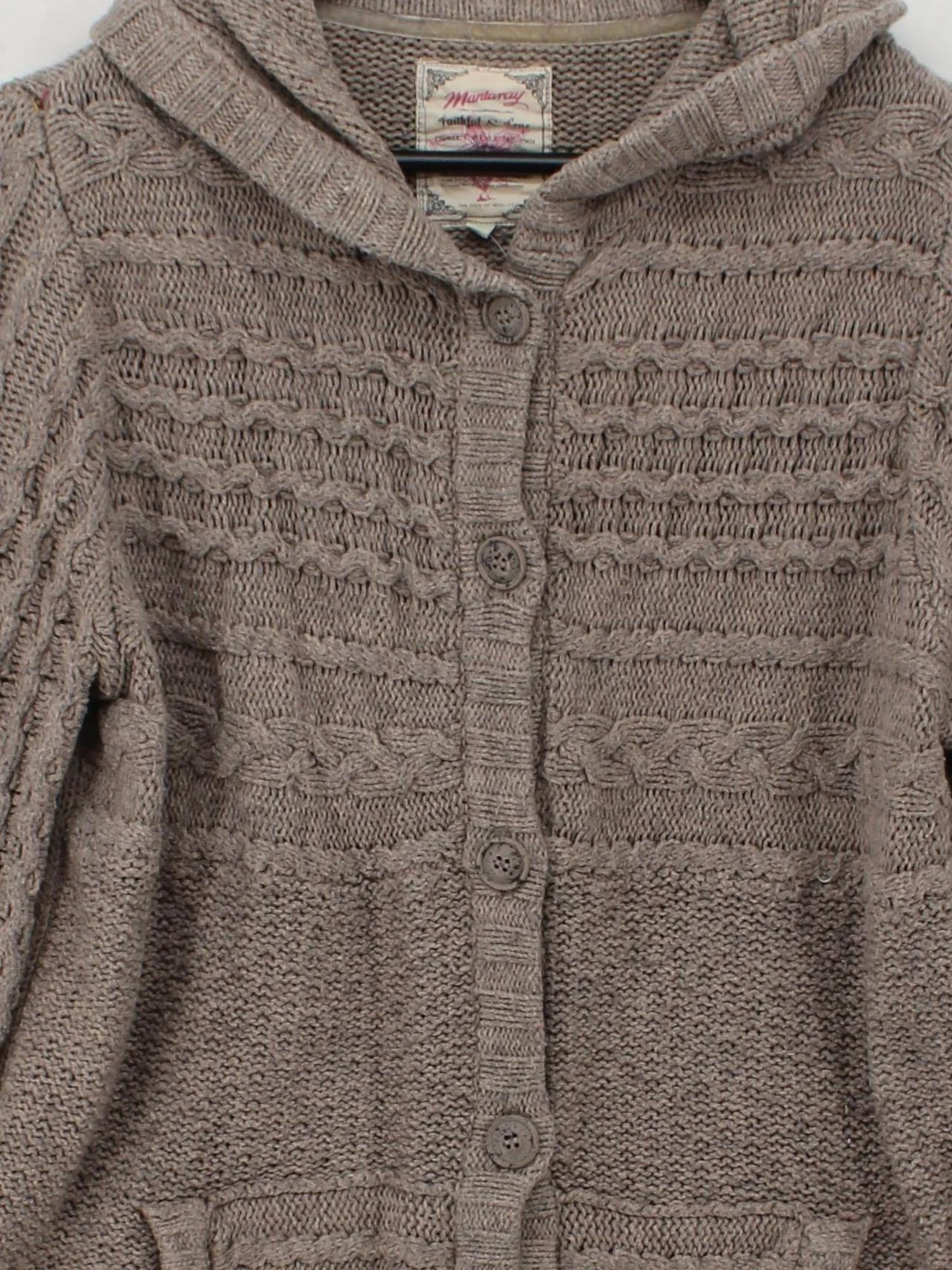 Mantaray Women's Hoodie UK 18 Brown Cotton with Nylon, Wool Pullover - Image 3