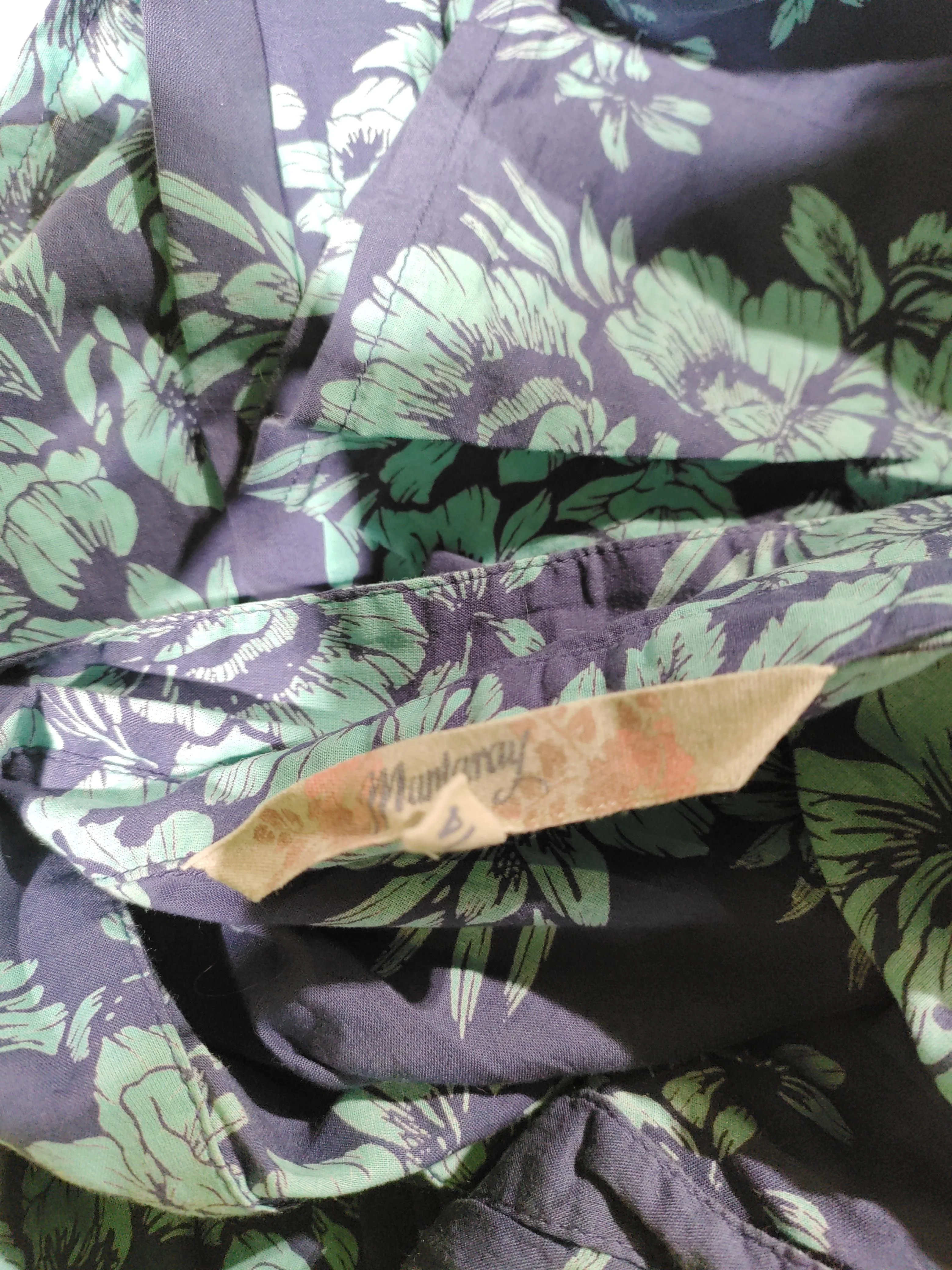 Mantaray Women's Shirt S Blue Floral 100% Cotton Long Sleeve Collared Basic - Image 5