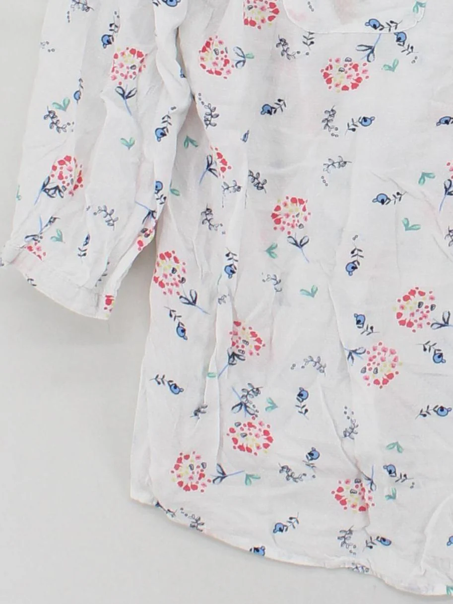 Mantaray Women's Shirt UK 18 White Floral 100% Other 3/4 Sleeve Collared Basic - Image 4