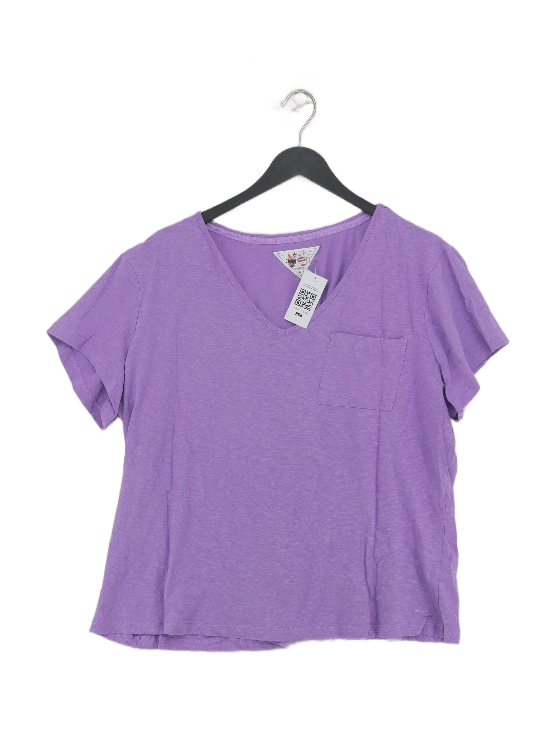 Mantaray Women's T-Shirt UK 20 Purple 100% Cotton Short Sleeve V-Neck Basic