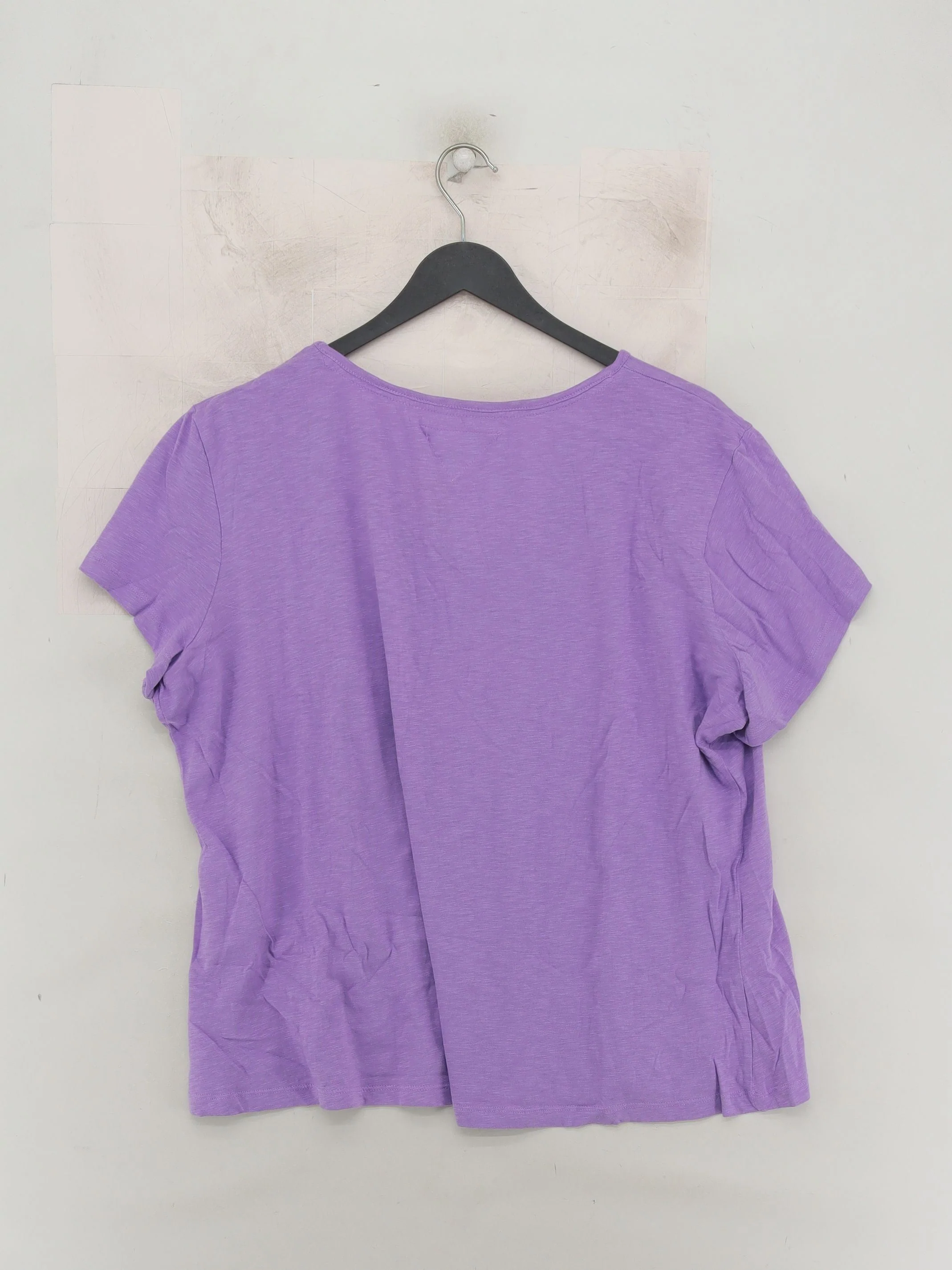 Mantaray Women's T-Shirt UK 20 Purple 100% Cotton Short Sleeve V-Neck Basic - Image 2