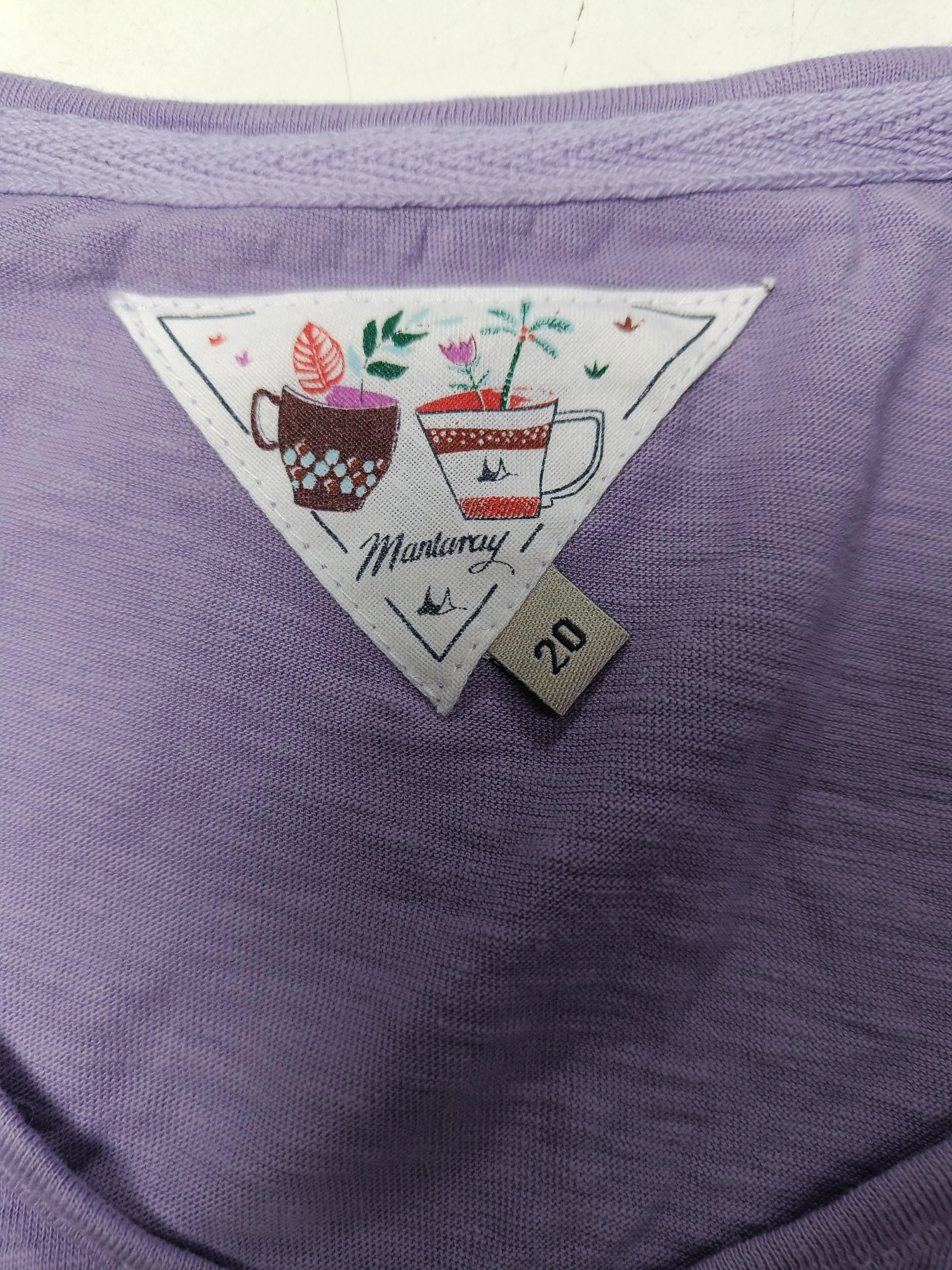 Mantaray Women's T-Shirt UK 20 Purple 100% Cotton Short Sleeve V-Neck Basic - Image 5