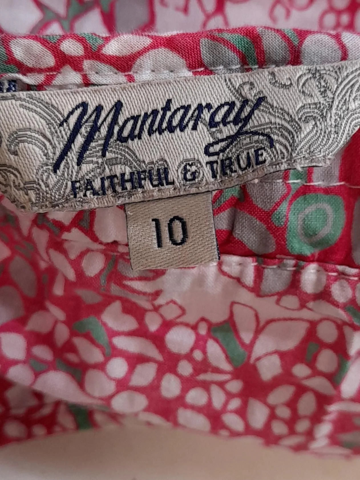 Mantaray Women's Top UK 10 Pink Floral 100% Cotton 3/4 Sleeve V-Neck Basic - Image 5