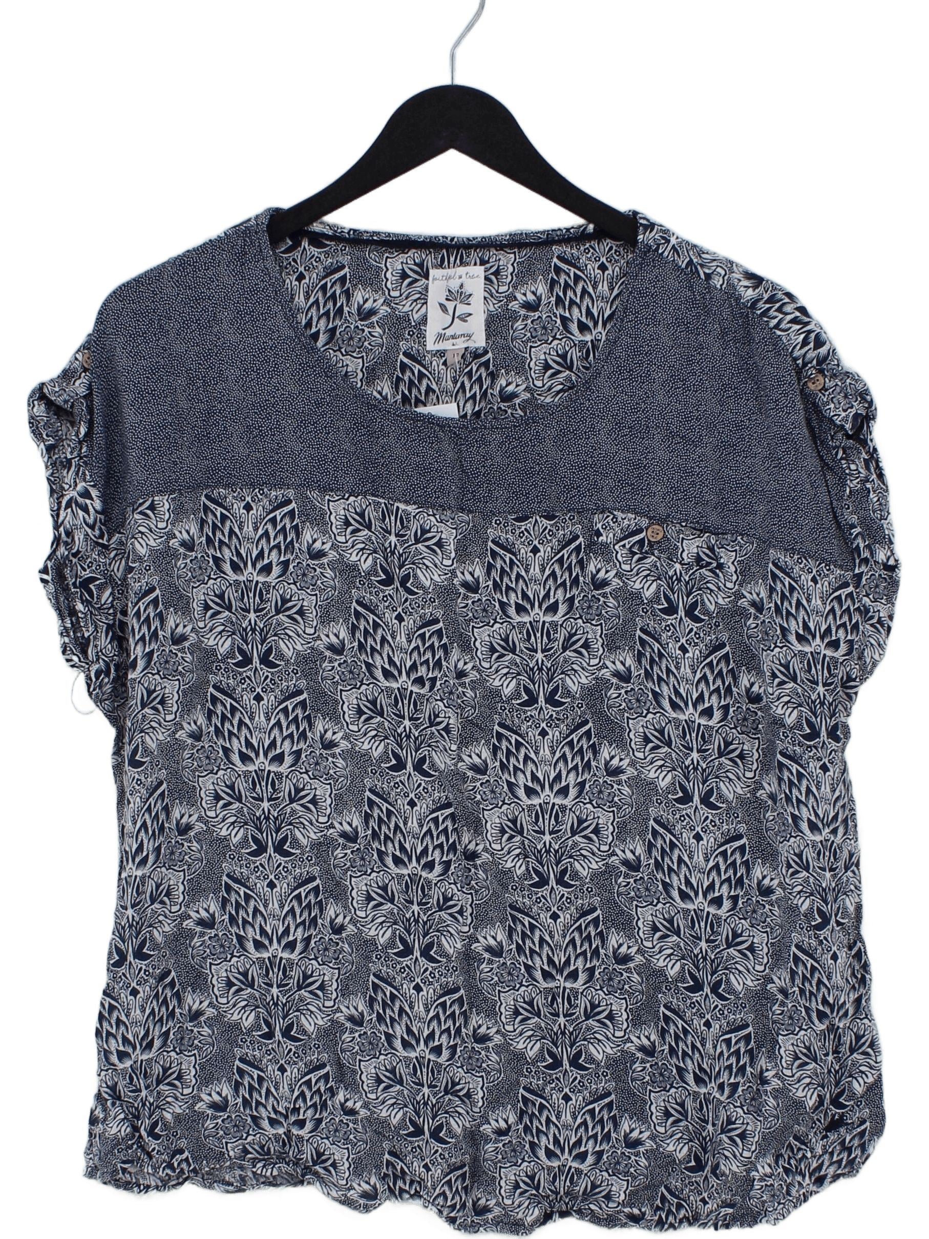 Mantaray Women's Top UK 16 Blue 100% Viscose Basic