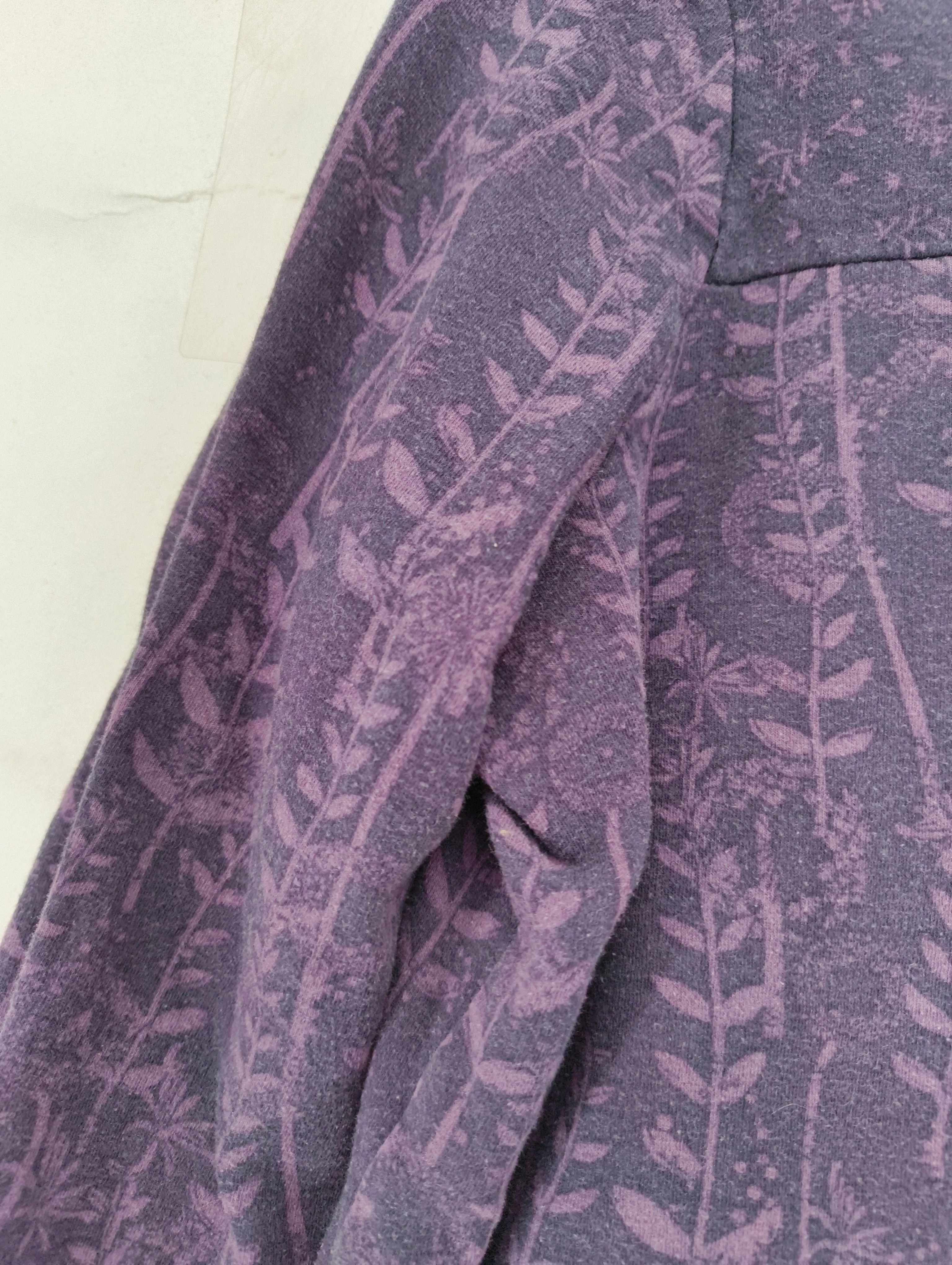 Mantaray Women's Top XXL Purple Floral 100% Cotton 3/4 Sleeve Round Neck Tunic - Image 5