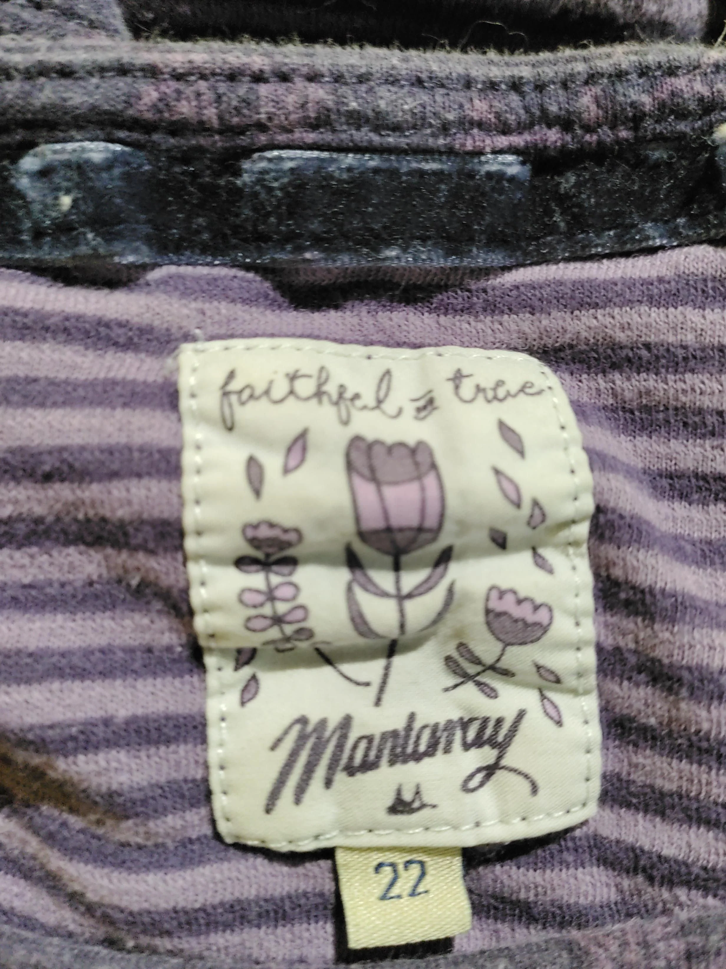 Mantaray Women's Top XXL Purple Floral 100% Cotton 3/4 Sleeve Round Neck Tunic - Image 6