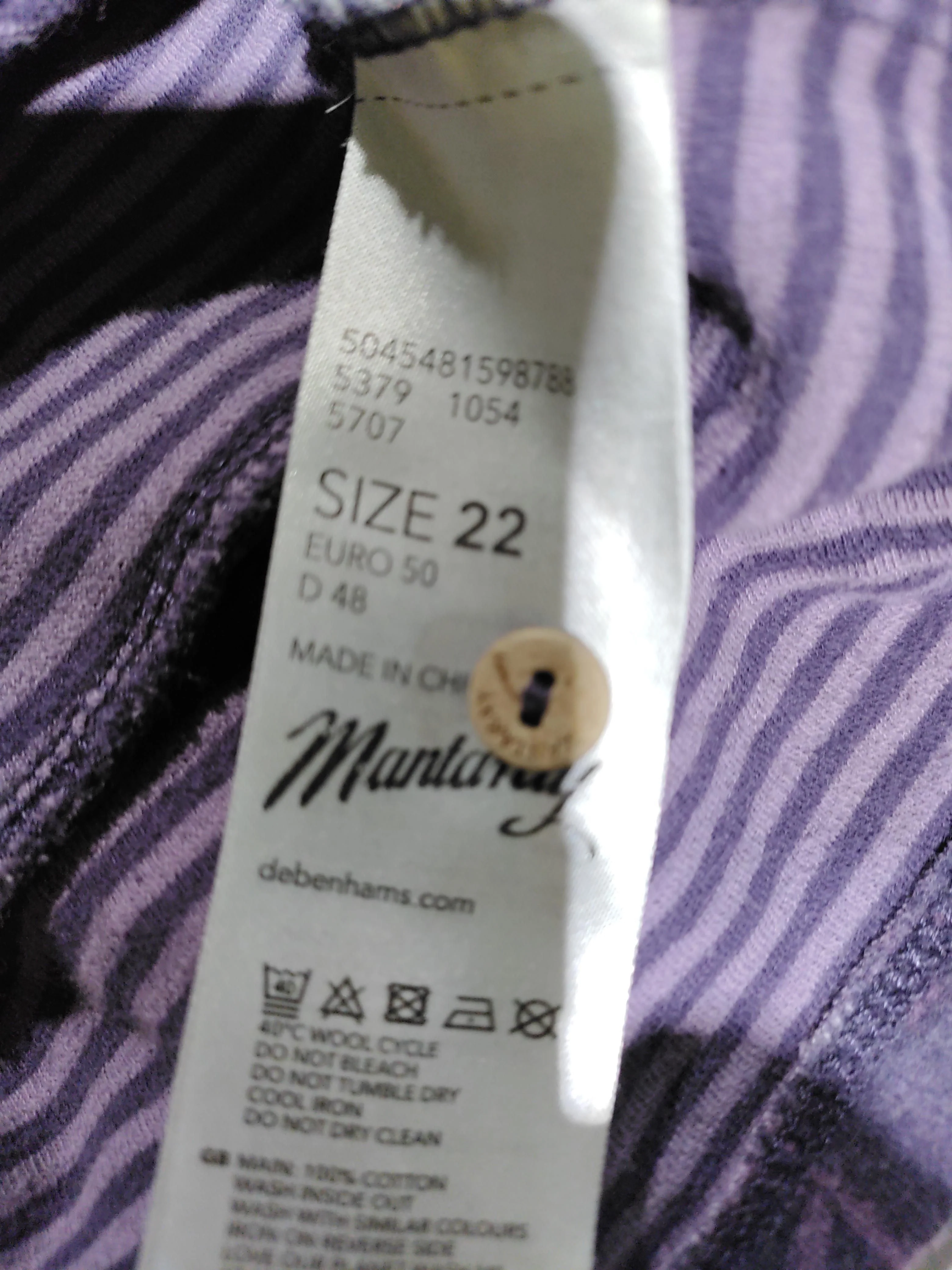 Mantaray Women's Top XXL Purple Floral 100% Cotton 3/4 Sleeve Round Neck Tunic - Image 7