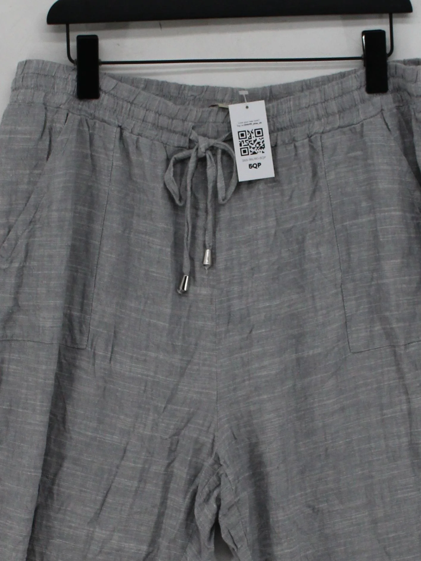Mantaray Women's Trousers UK 18 Grey Viscose with Linen, Cotton Wide-Leg Capri - Image 3