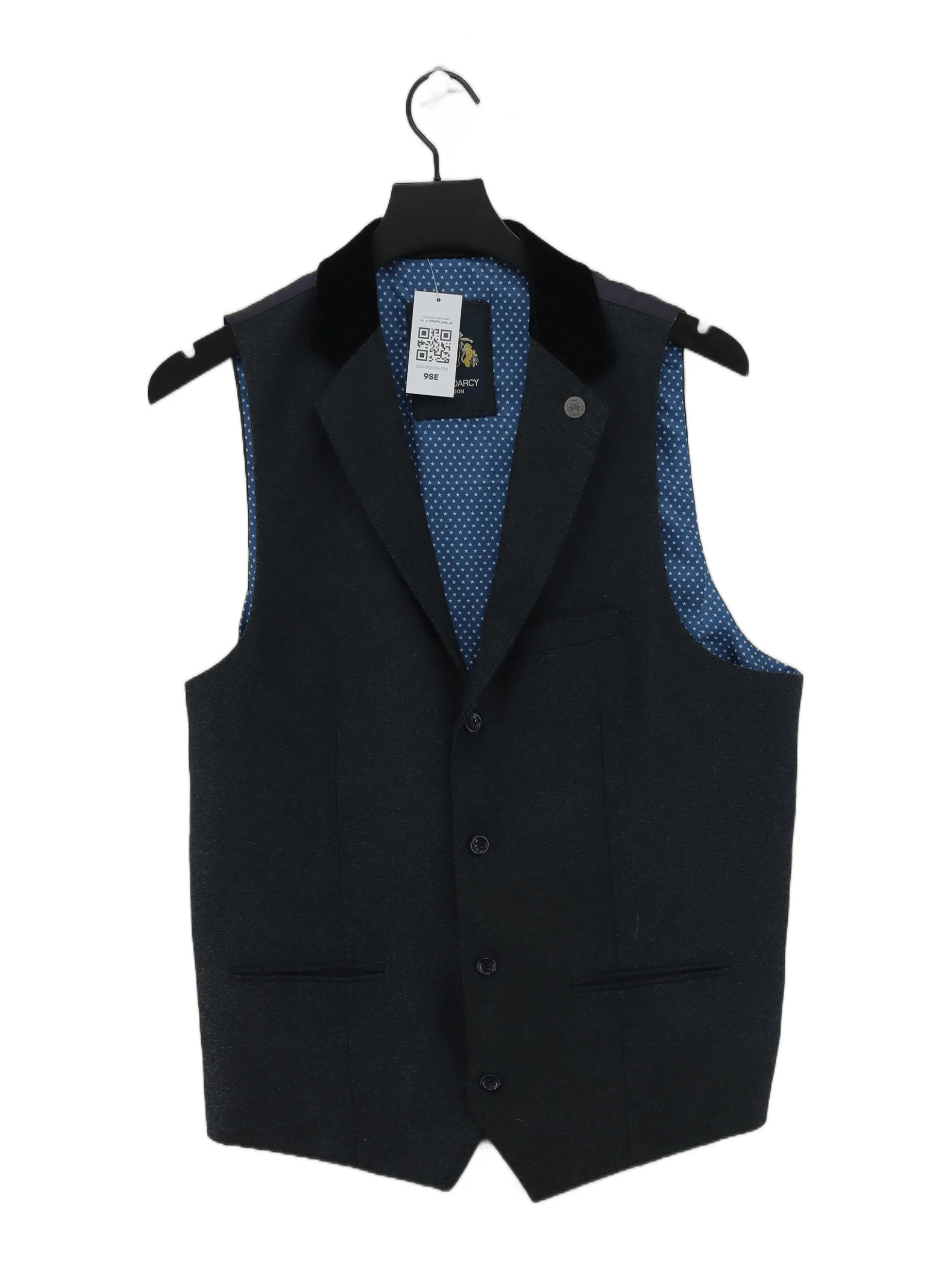 Marc Darcy Men's Coat Chest: 42 in Blue Polyester with Viscose Overcoat