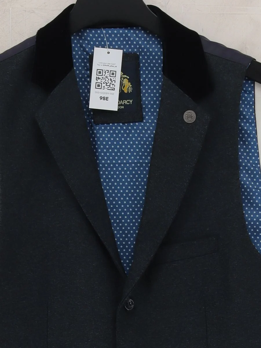 Marc Darcy Men's Coat Chest: 42 in Blue Polyester with Viscose Overcoat - Image 3